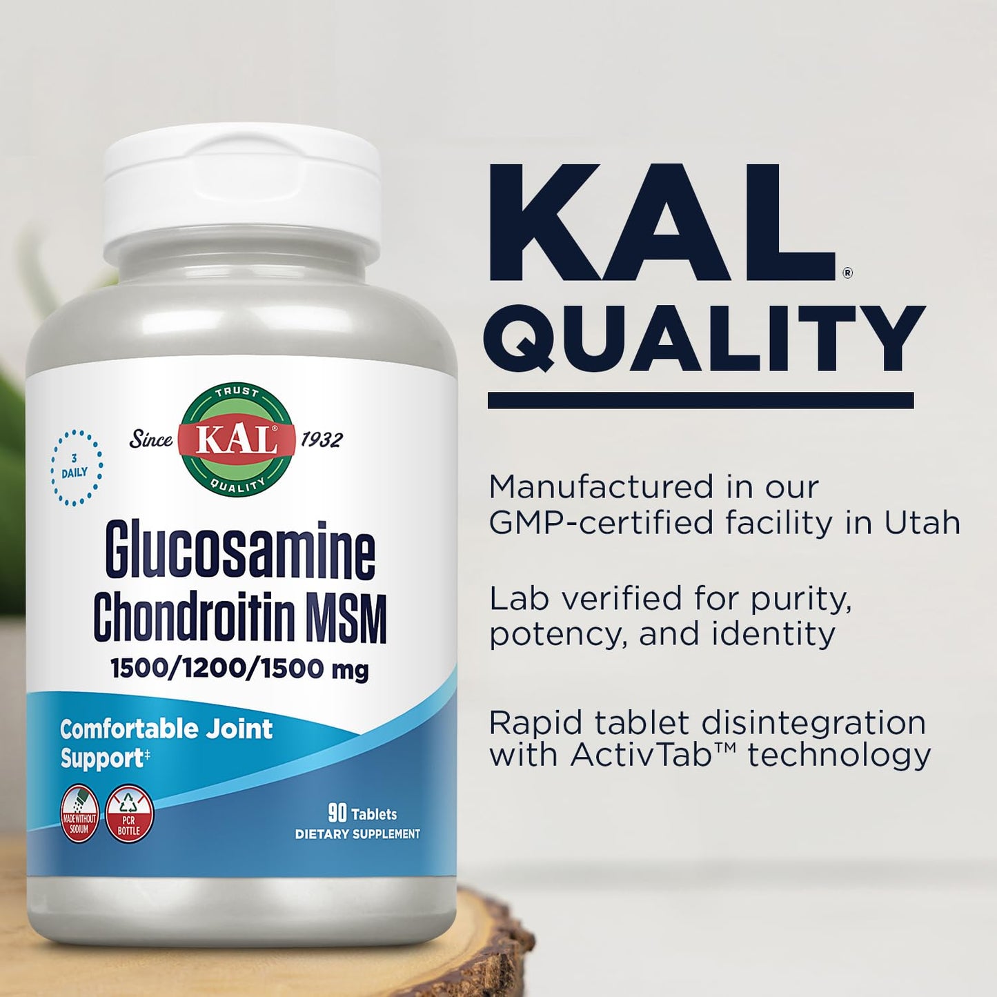 KAL Glucosamine Chondroitin MSM Tablets, 90-Count