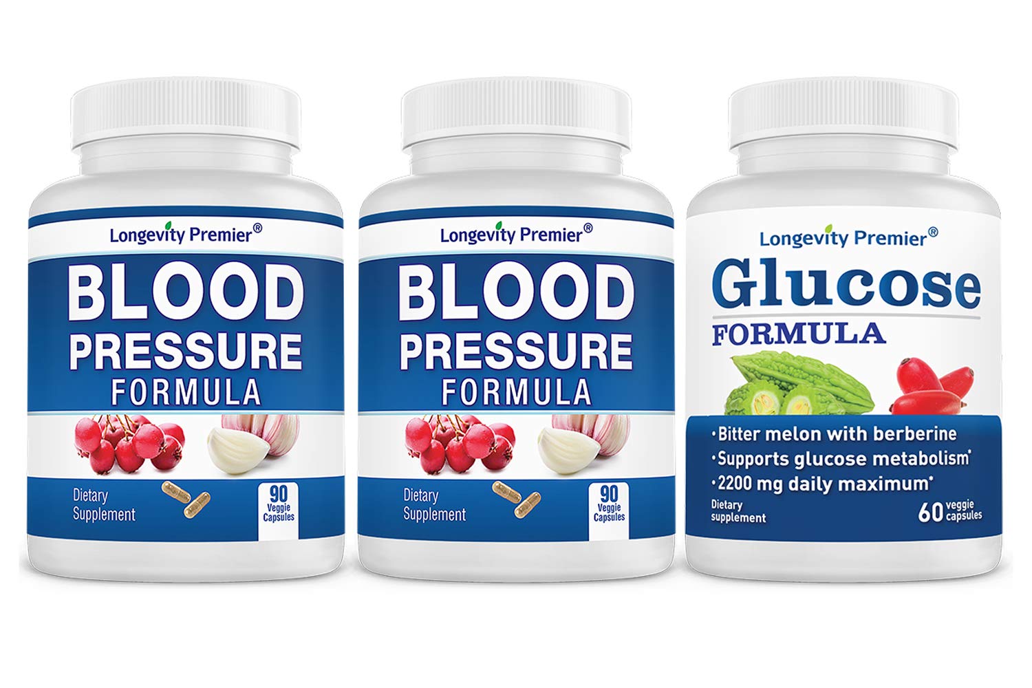 LONGEVITY PREMIER NUTRACEUTICALS INC Longevity Blood Pressure Formula Capsule, 3 Bottles