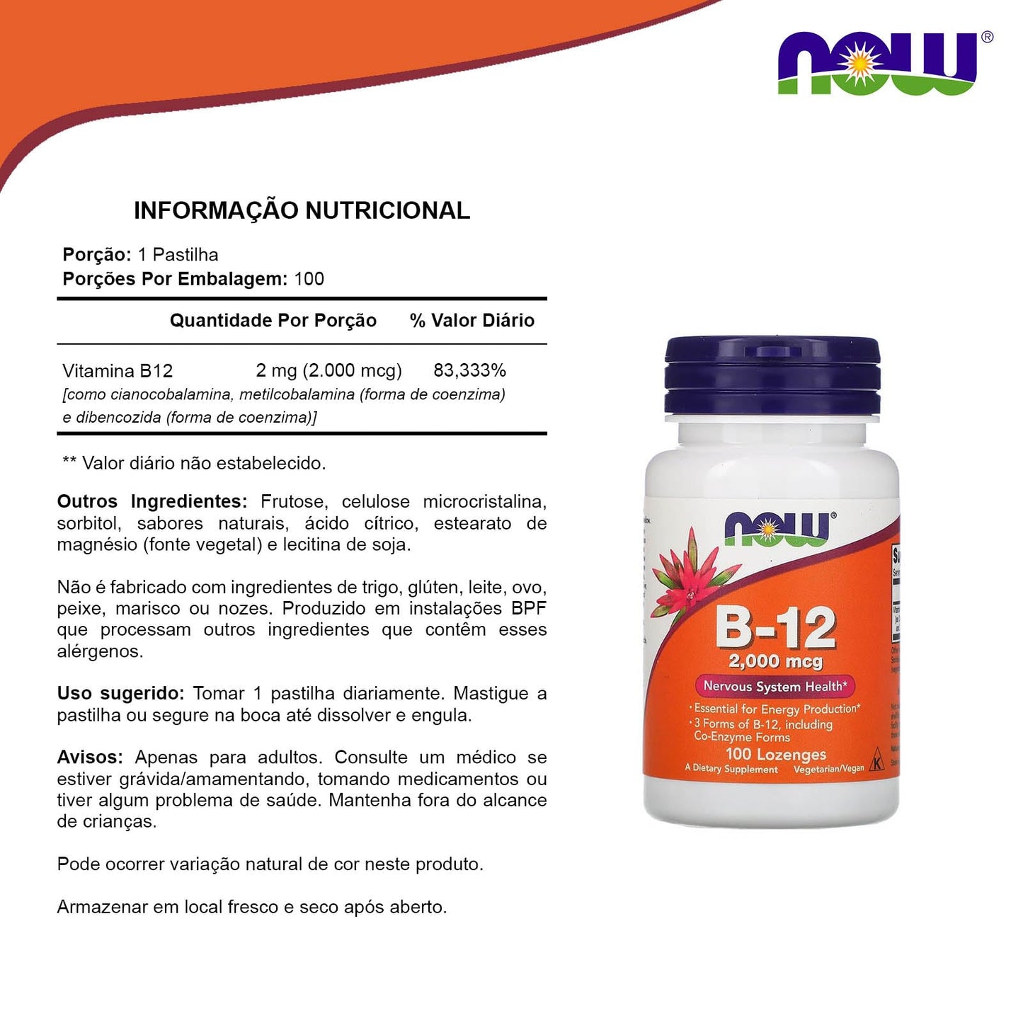 NOW Foods B-12 2,000 mcg Capsules, 100 Count
