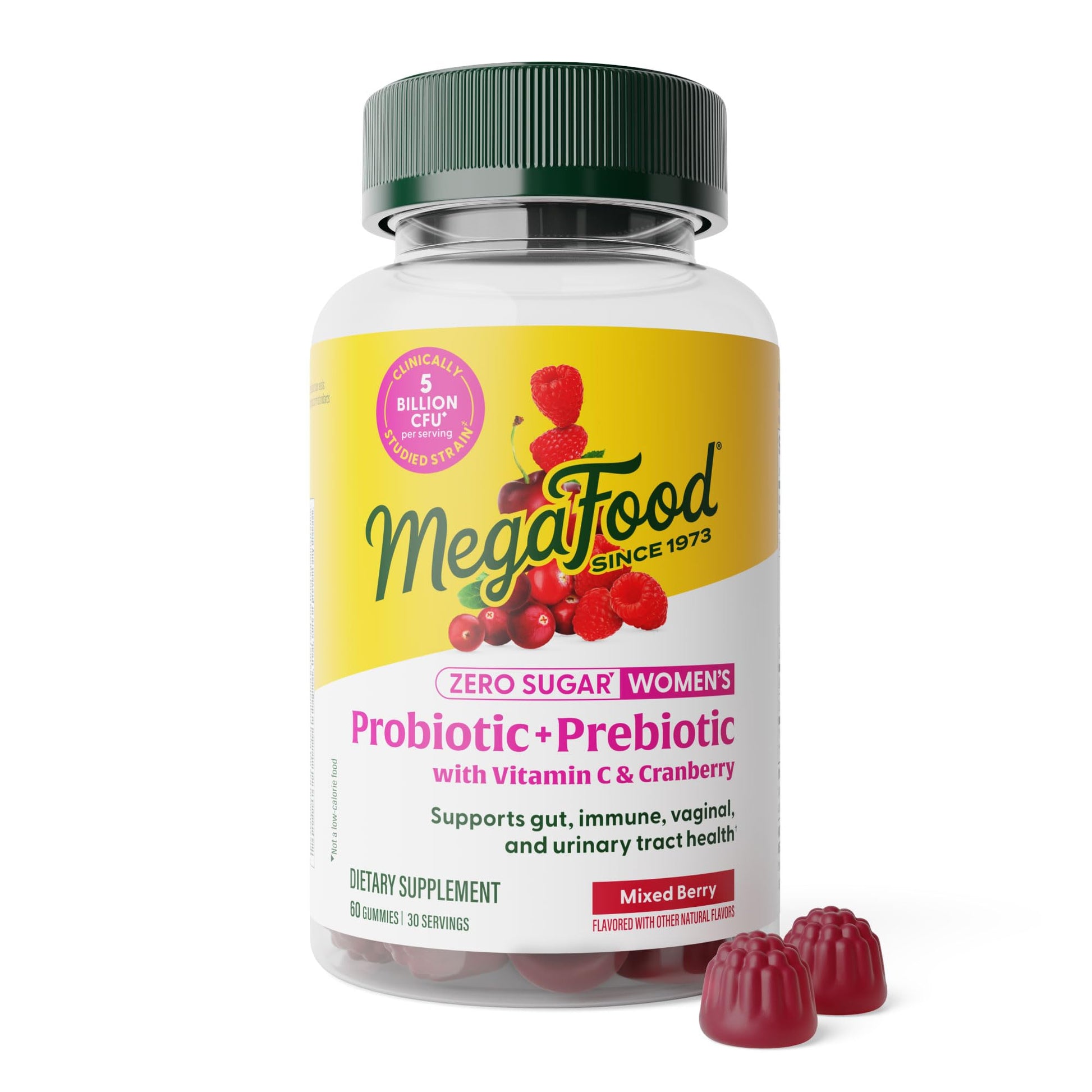 MegaFood Zero Sugar Women's Probiotic Prebiotic Gummies, 60 Count