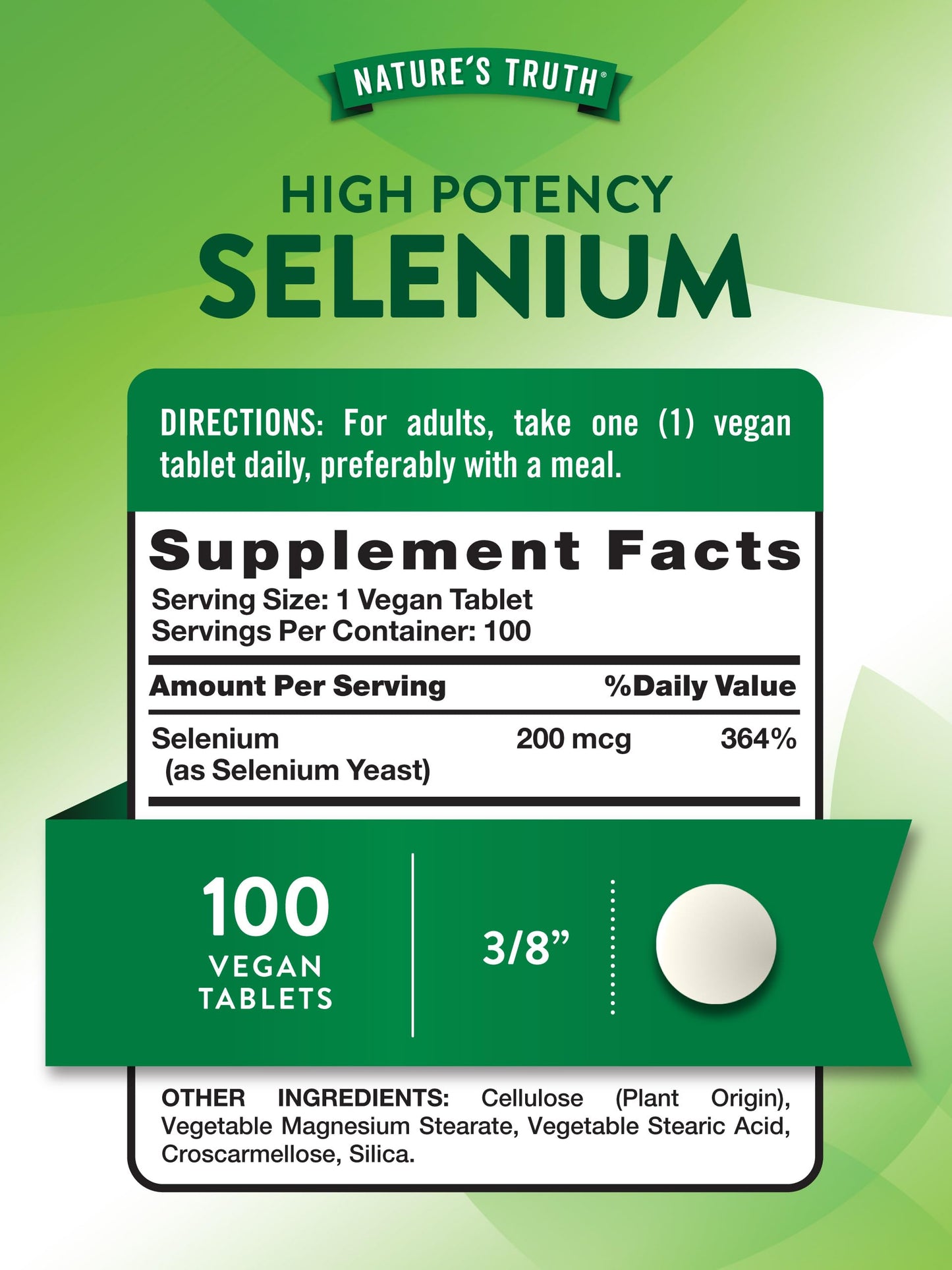 Nature's Truth Selenium 200 mcg Supplement Tablets, 100 Count