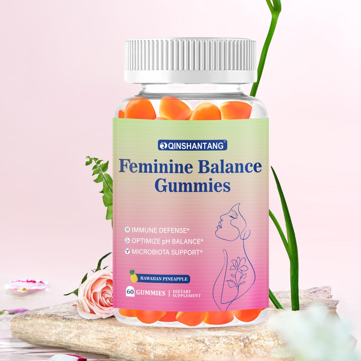 QIN SHAN TANG Feminine Balance Gummies for Women pH Probiotic, 60 Count