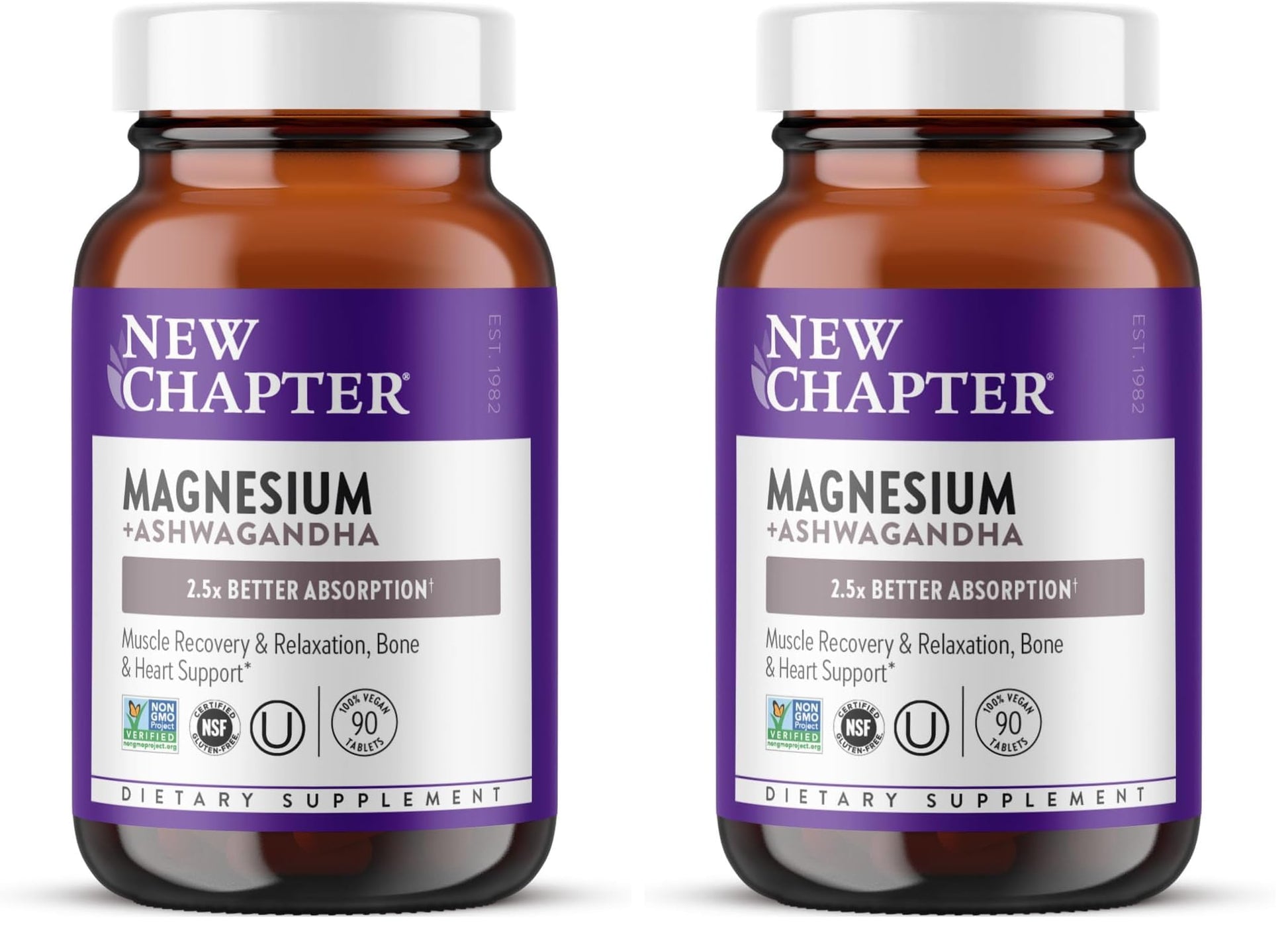 New Chapter Magnesium + Ashwagandha Supplement Tablets 325 mg Magnesium Glycinate 180 Count
