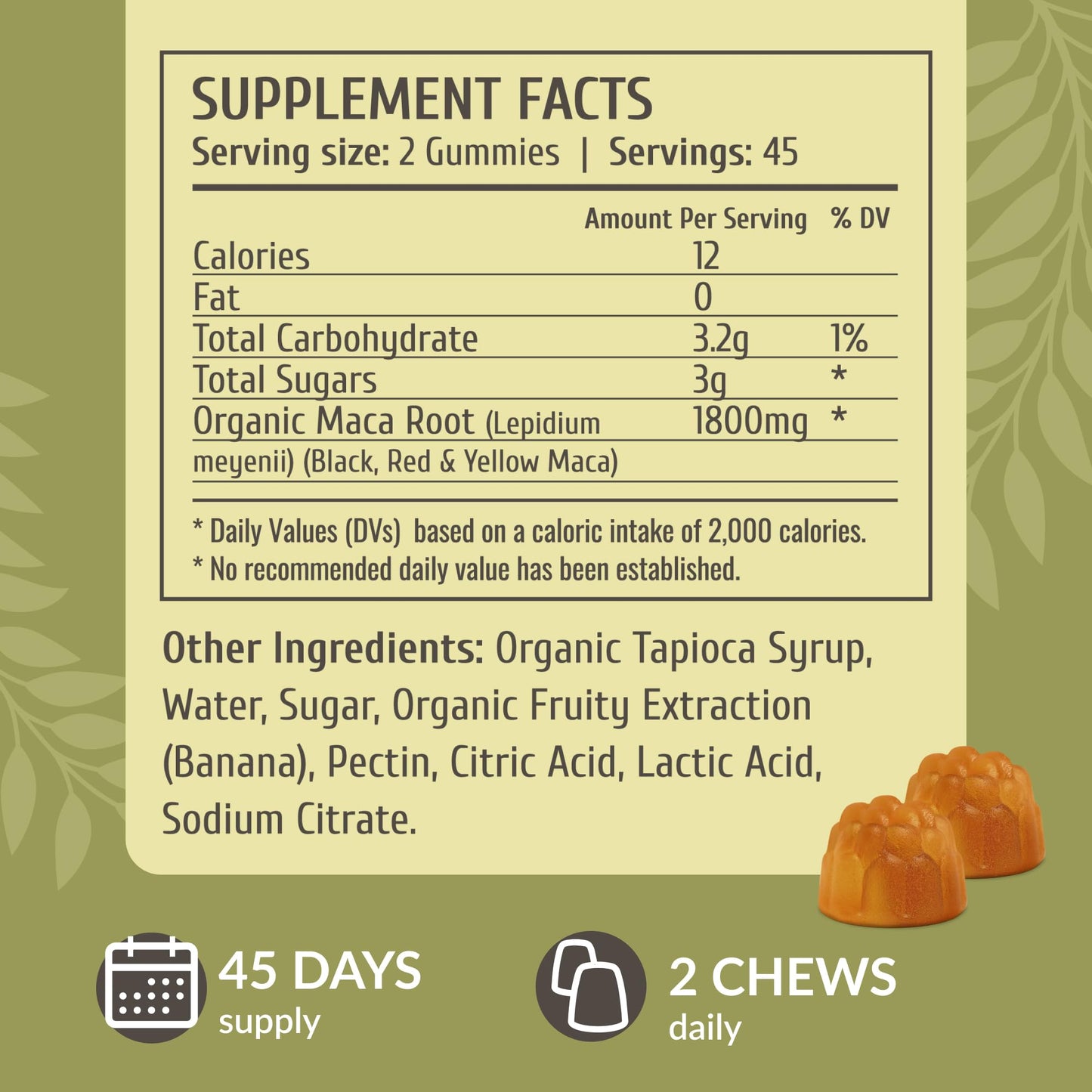 HERBAMAMA Maca Root Gummies 90 Count