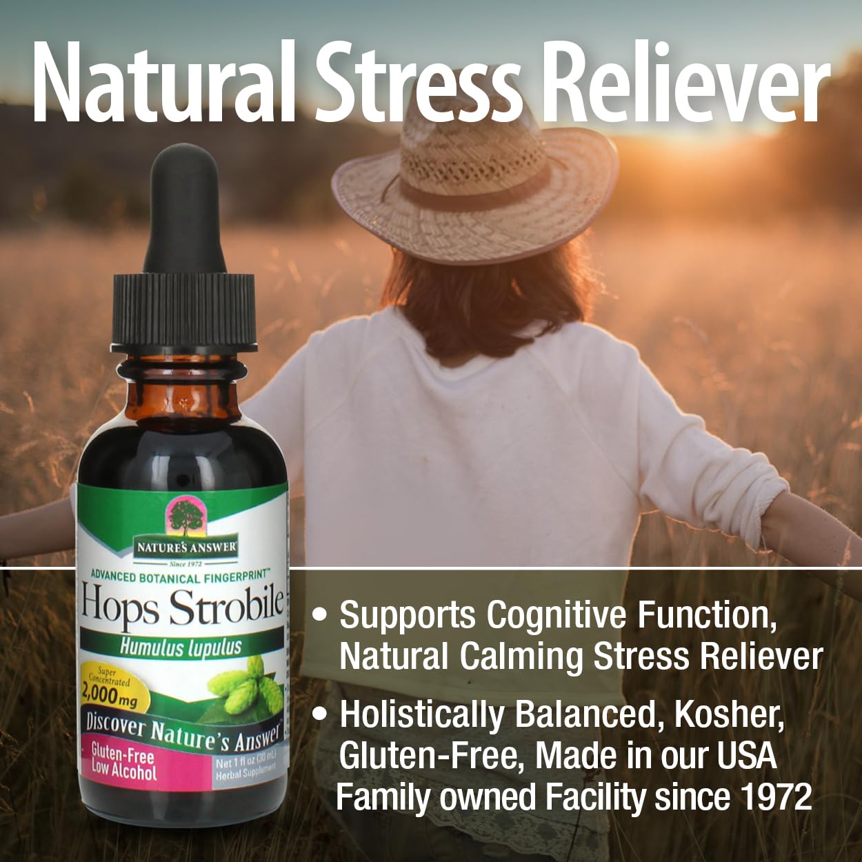 Nature's Answer Hops with Organic Alcohol Liquid, 1 Fl Oz (Pack of 1)