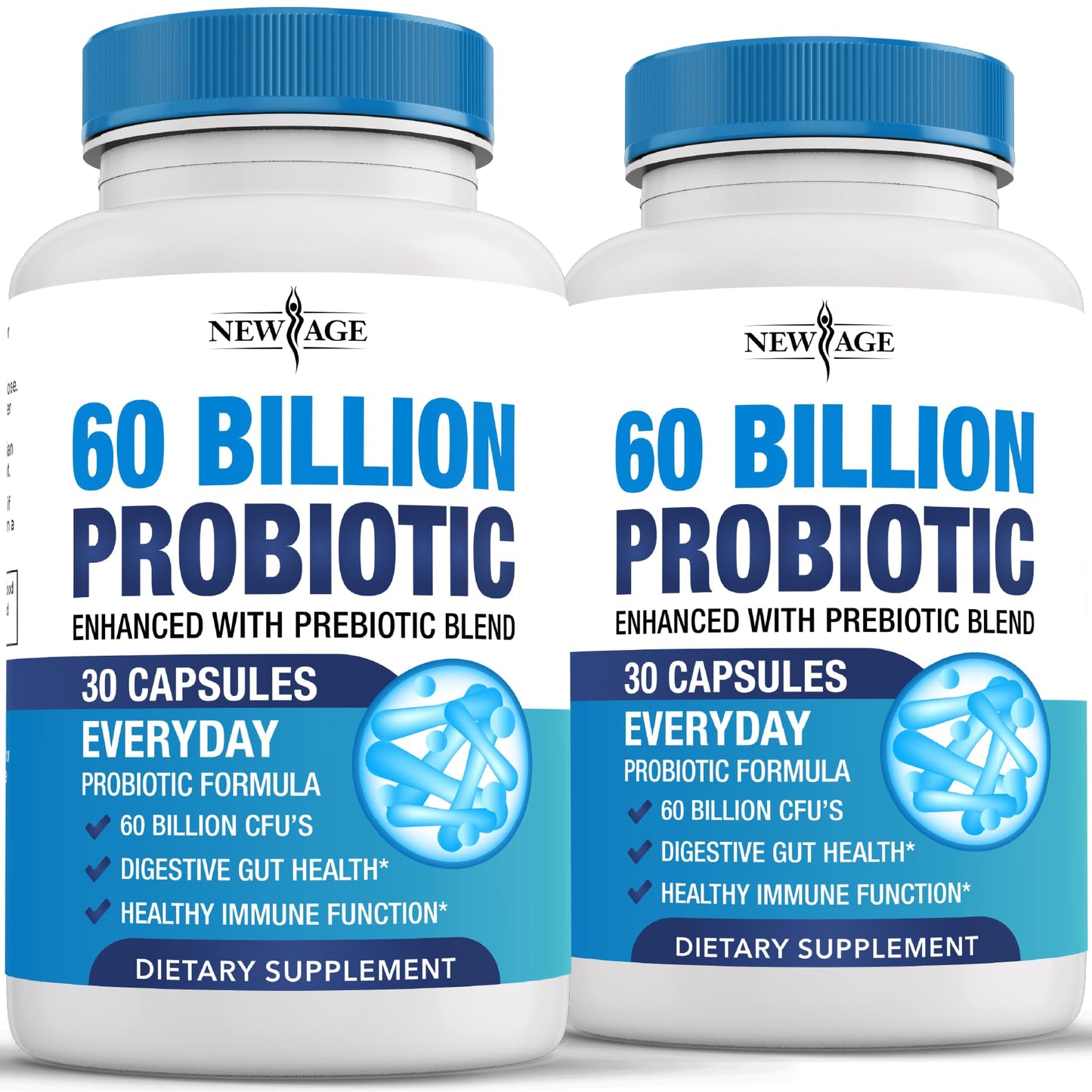 NEW AGE Probiotics 60 Billion CFU with Prebiotic Formula Capsules, 60 Count