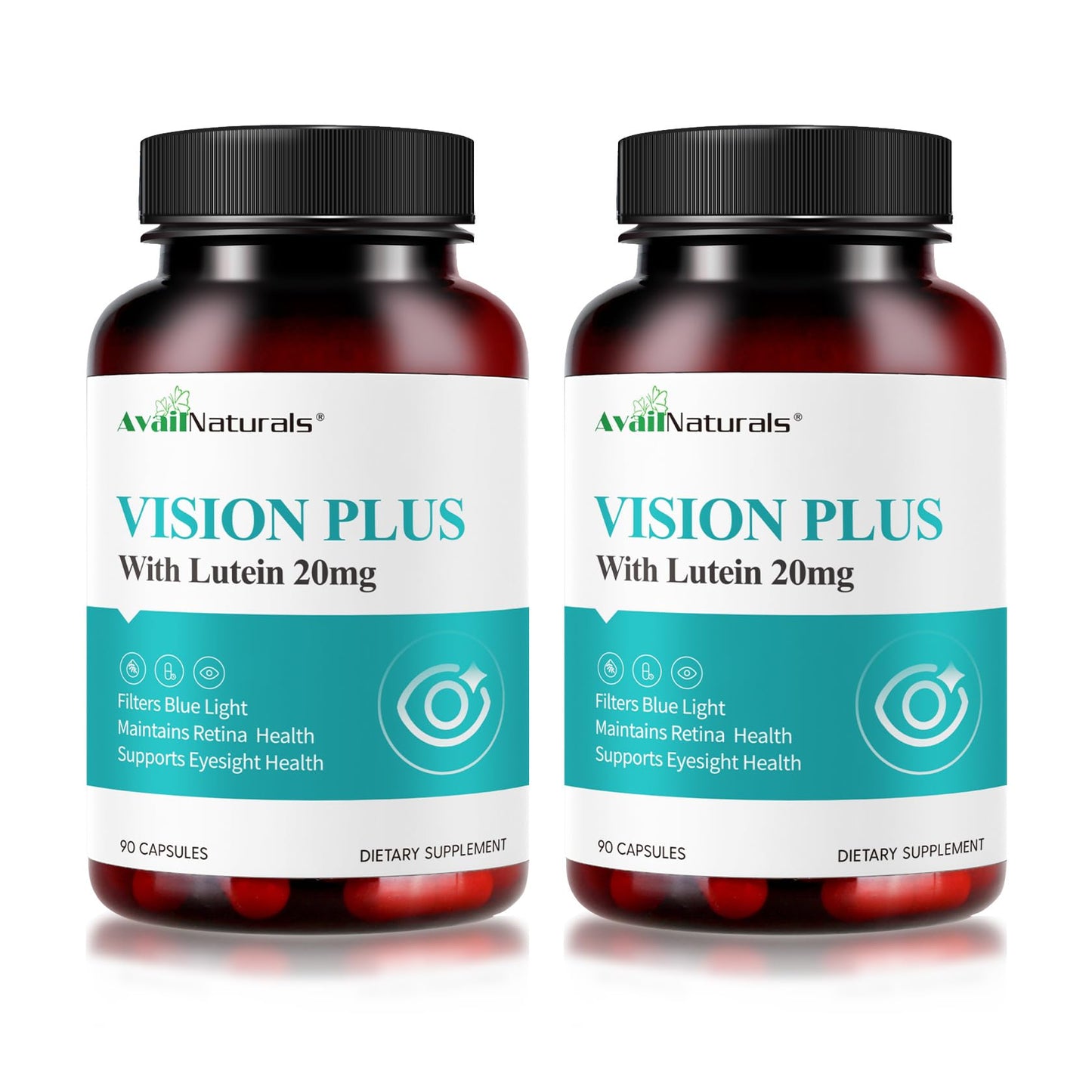 AvailNaturals Vision Plus Eye Vitamins with Lutein 20mg, Bilberry & Blueberry Extract, 180 Capsules