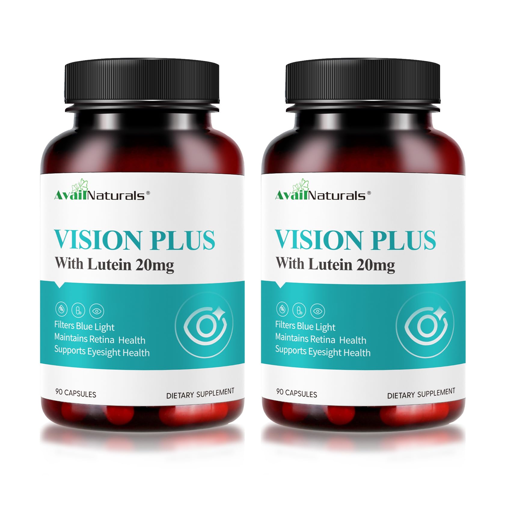 AvailNaturals Vision Plus Eye Vitamins with Lutein 20mg, Bilberry & Blueberry Extract, 180 Capsules