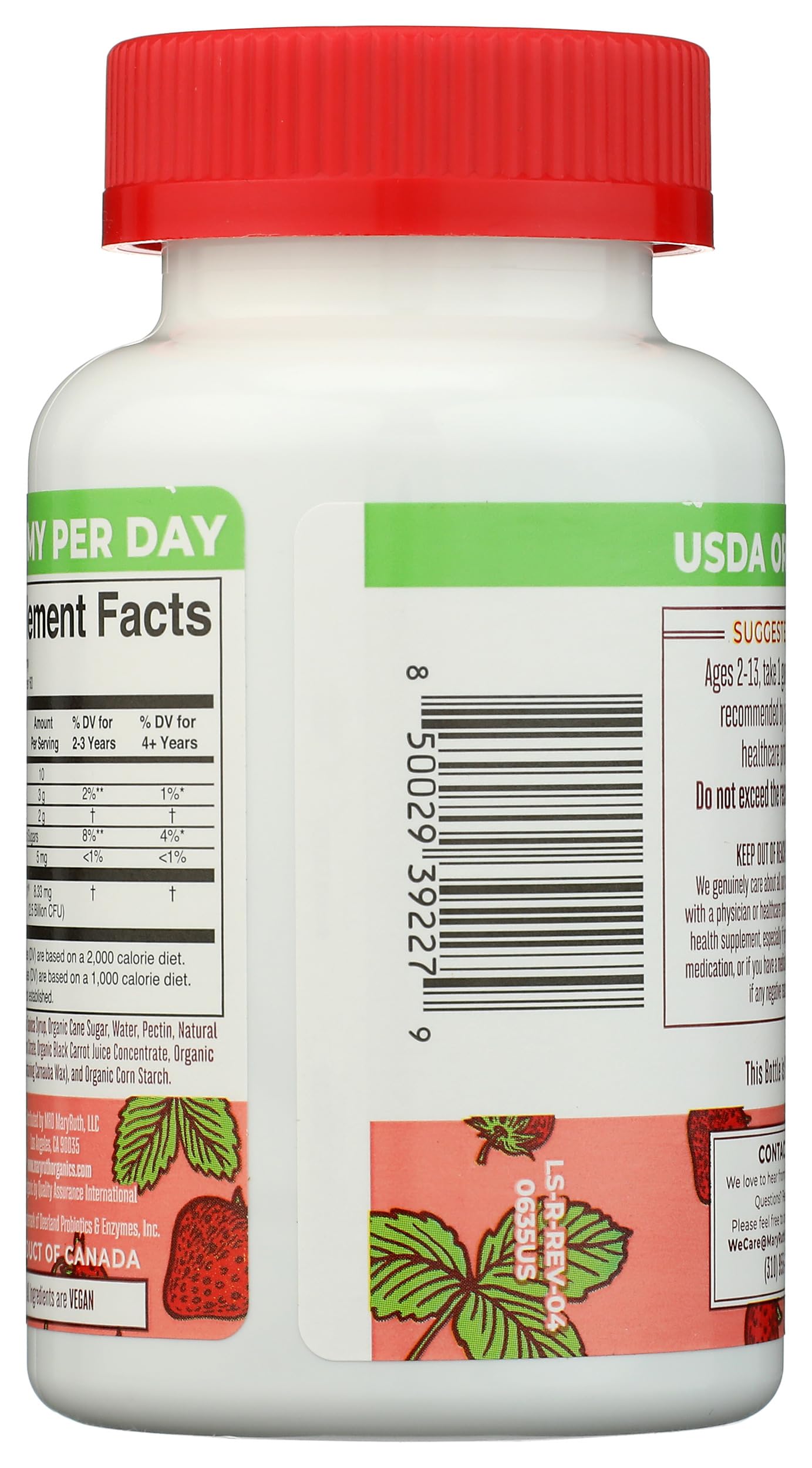 MaryRuth's Organic Kids Strawberry Probiotic Gummies, 60 Gummies