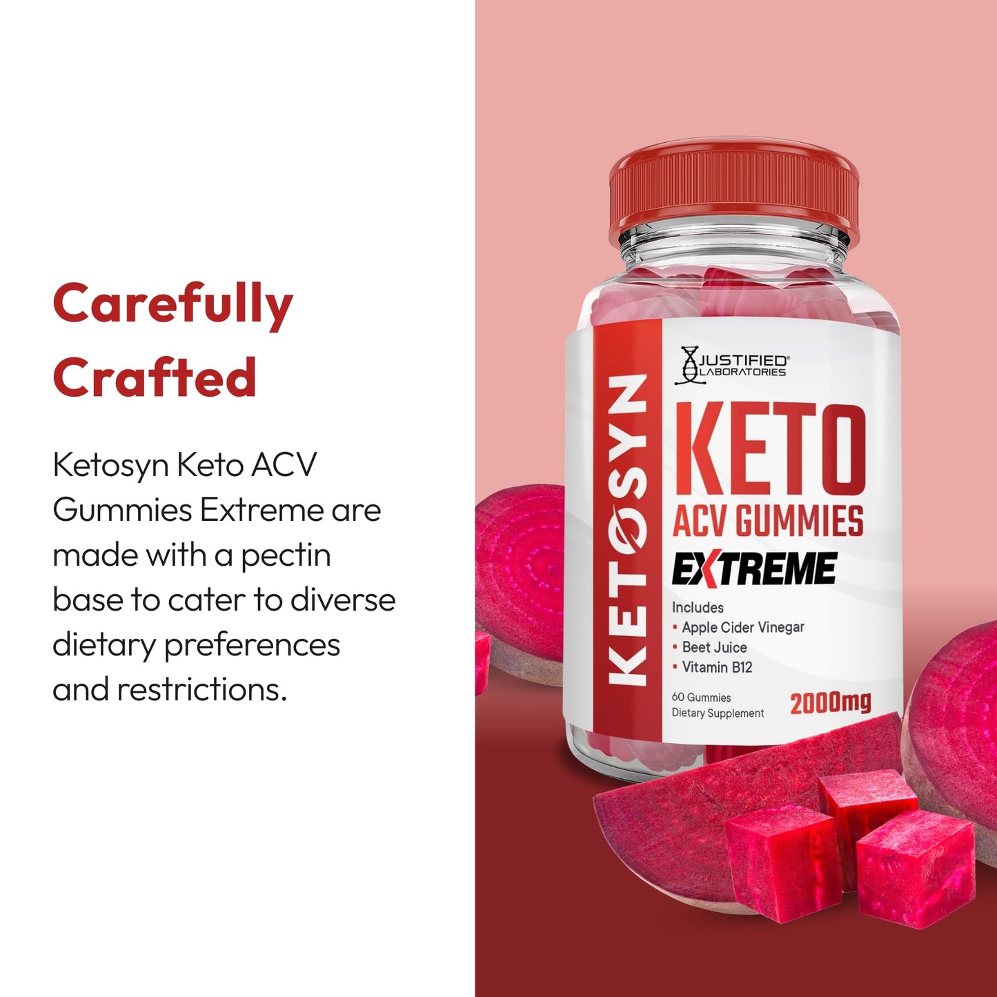 Justified Laboratories Ketosyn Keto ACV Gummies Extreme (2000 mg) 300 Gummies