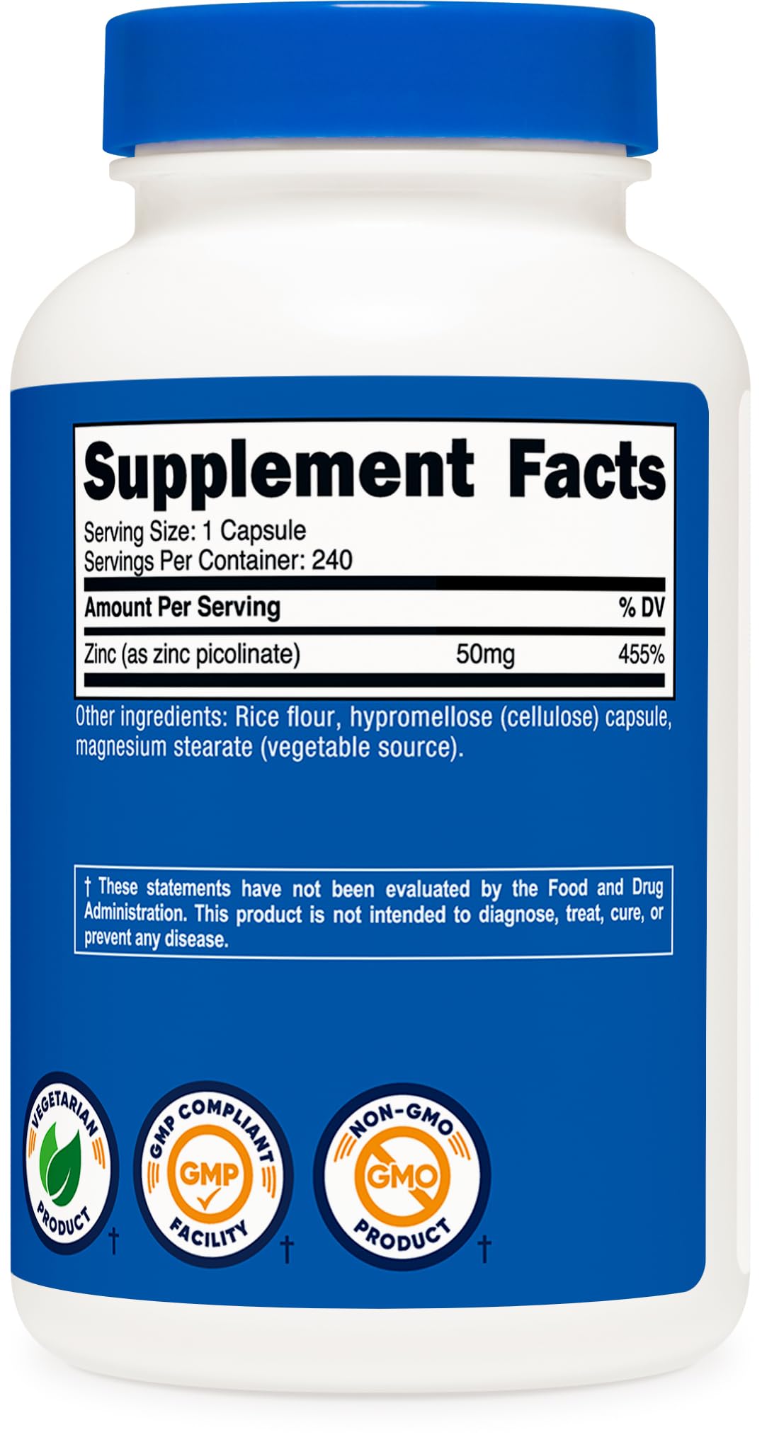 Nutricost Zinc Picolinate (50mg) Vegetable Capsules, 2 Bottles