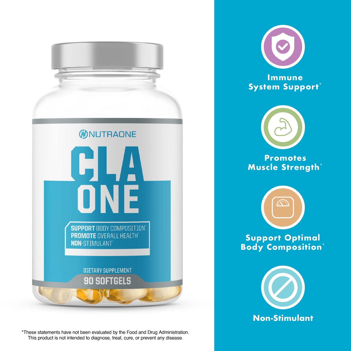 NutraOne CLAOne Supplement from Nutrition Conjugated Linoleic Acid (CLA) Natural Supplement Capsules 90 Count