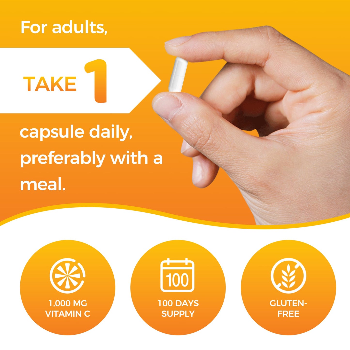 Vitamin World Vitamin C 1000 mg with Bioflavonoids, Immune Support, Antioxidant Protection, Vitamin C Supplement for Collagen Production, Bone & Skin Health, Gluten Free, 100 Capsules