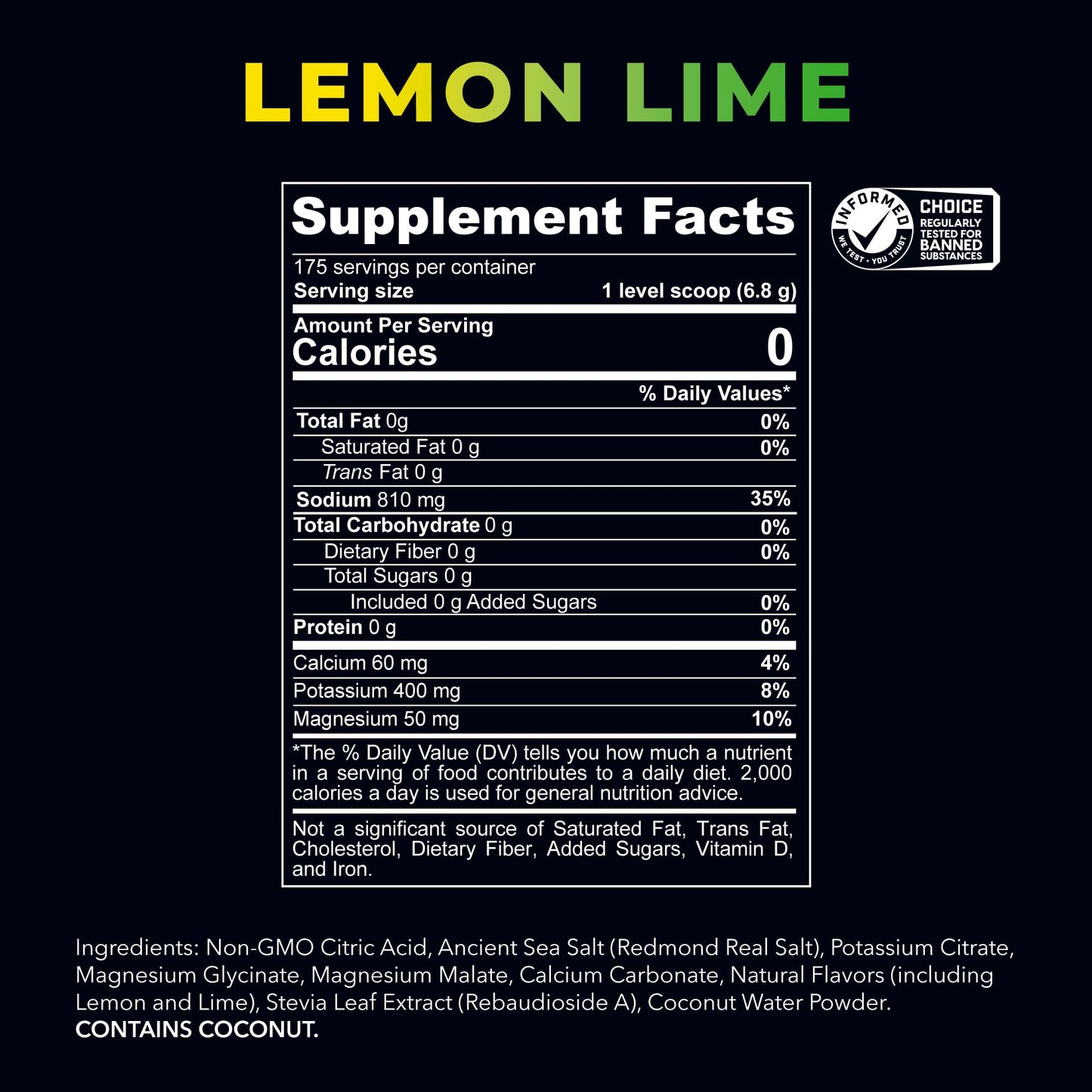 REDMOND Re-Lyte Hydration Electrolyte Powder, 175 Servings, Lemon Lime