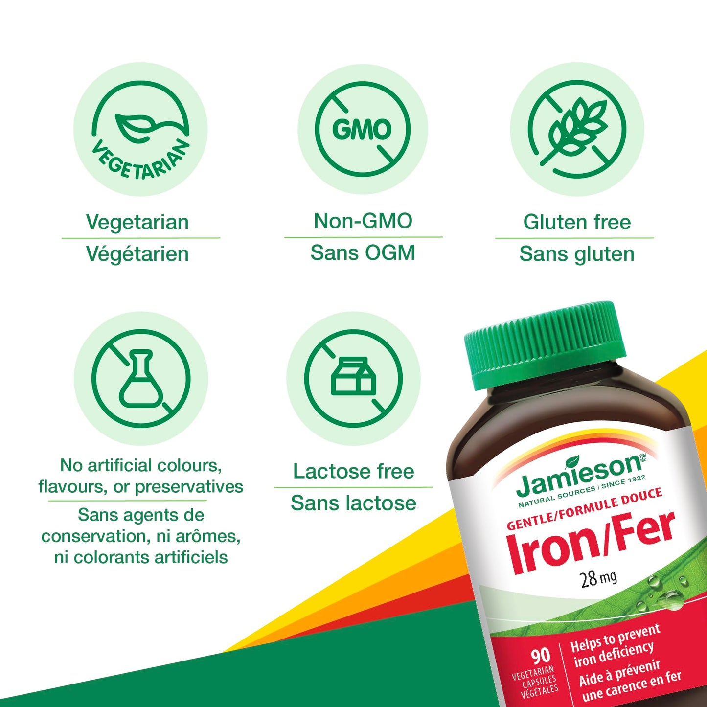 Jamieson Gentle Iron 28 mg Capsules, 90 Count
