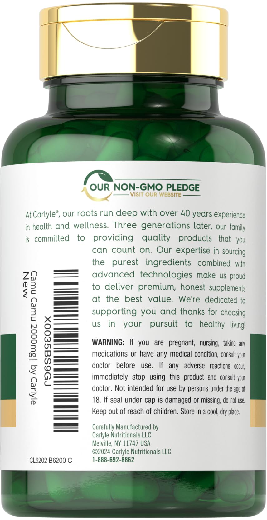 Carlyle Camu Camu with Vitamin C Capsules, 150 Count