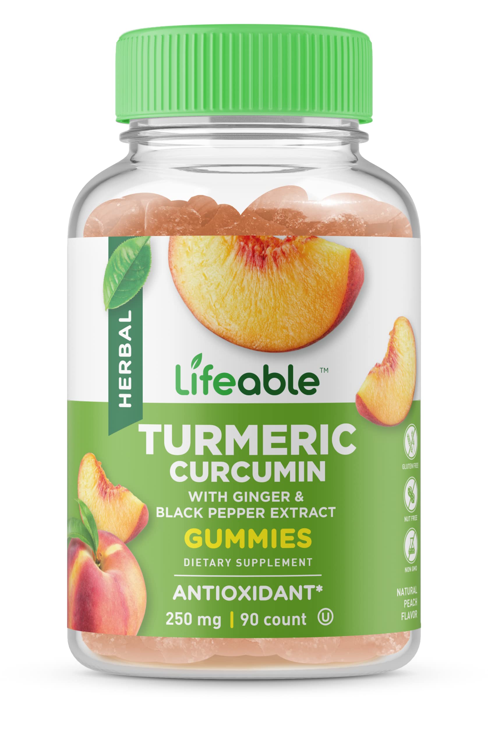 Lifeable Turmeric Curcumin with Ginger & Black Pepper Extract Gummies 90 Count