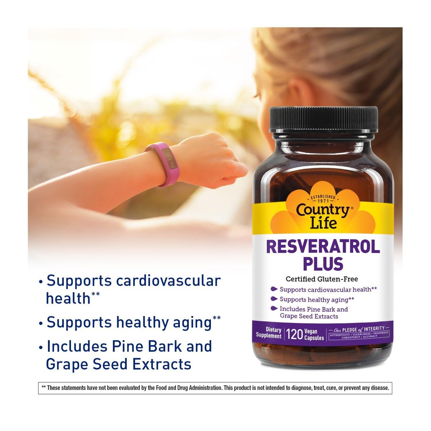 Country Life Resveratrol Plus 1000mg, 120 Capsules