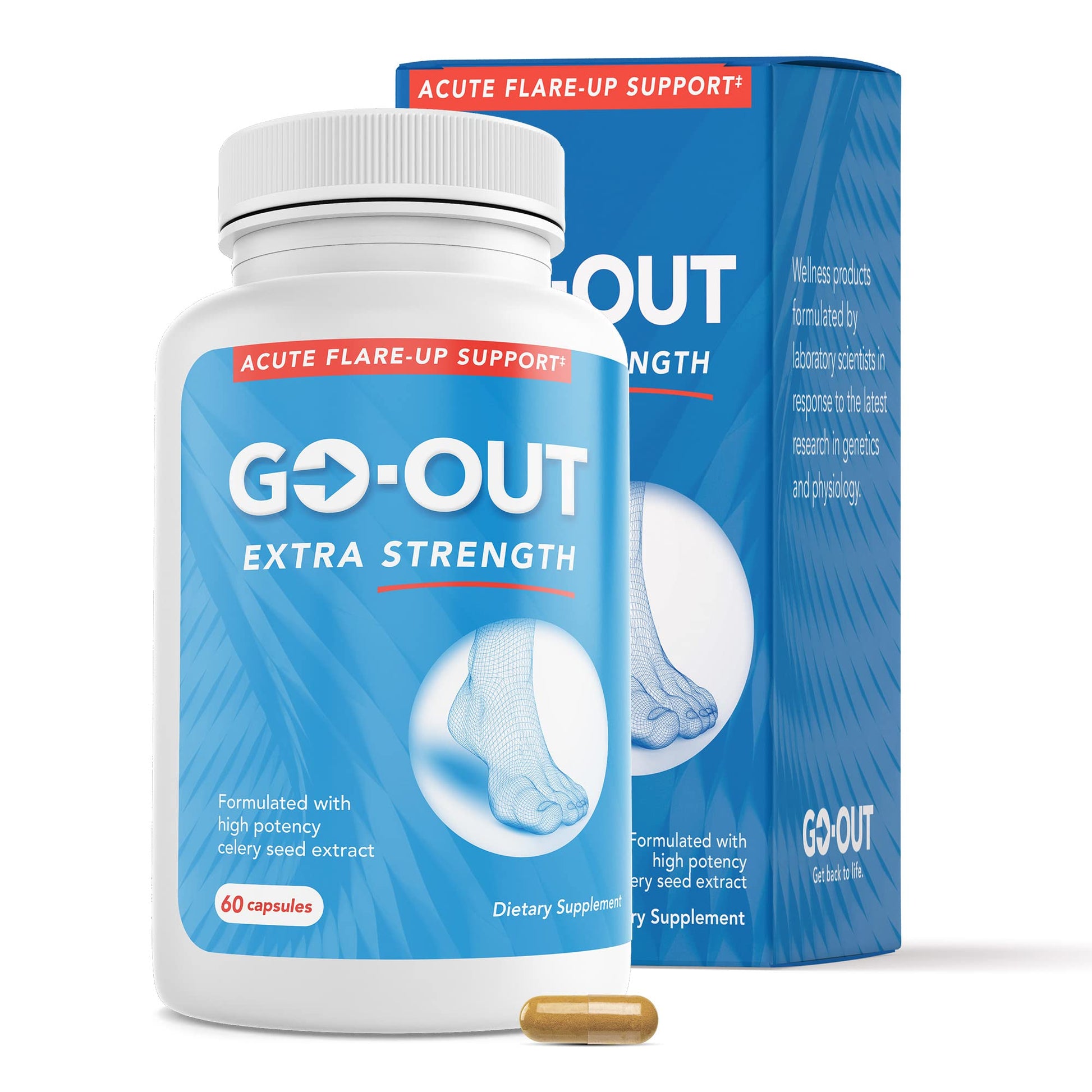 Mt. Angel Vitamins Go Out Extra Strength Support Uric Acid Balance with Tart Cherry, Celery Seed, Turmeric - 60 Capsules