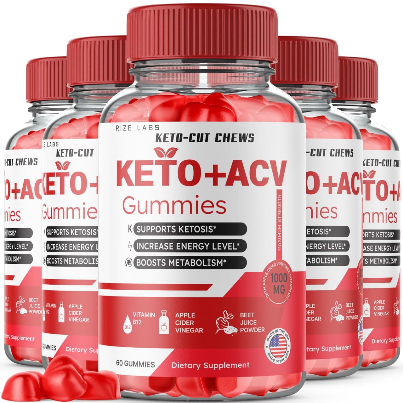Rize Labs Keto-Cut Chews ACV Gummies 300