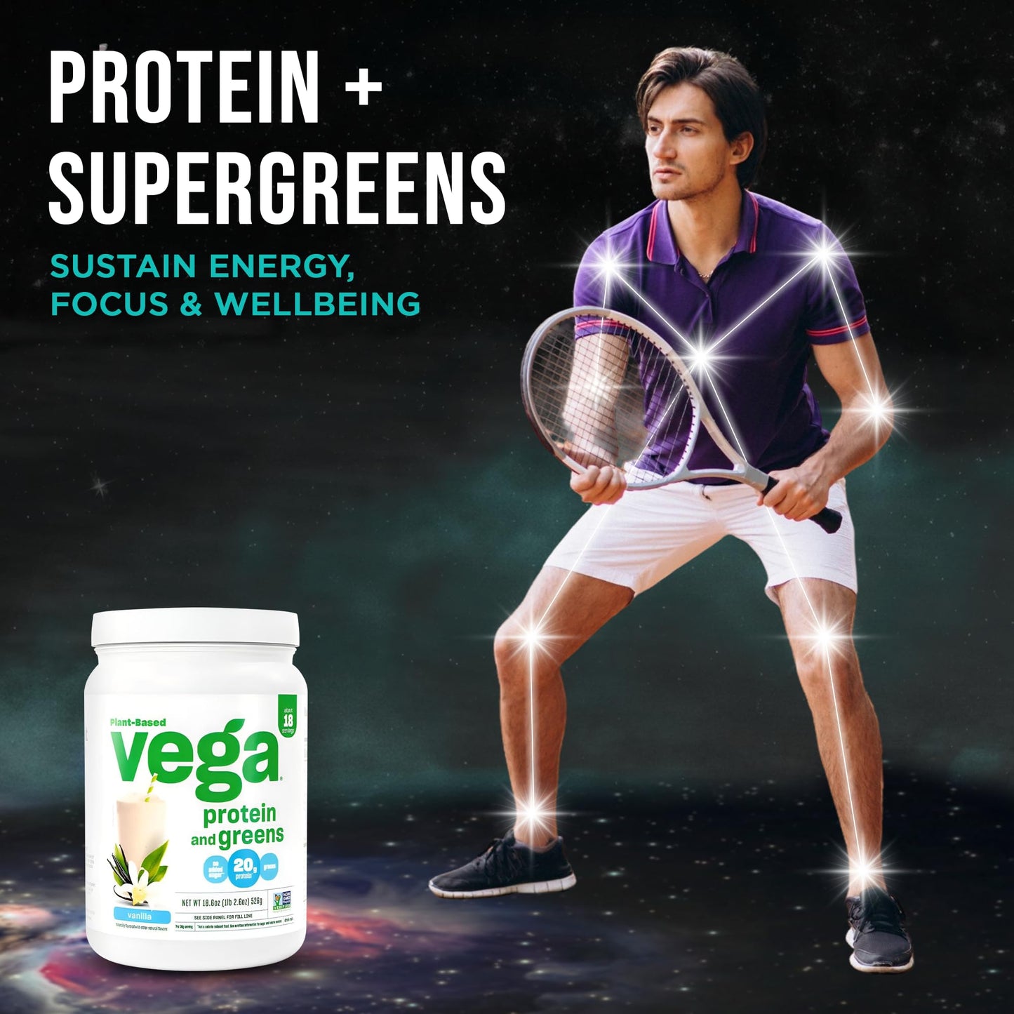 Vega Premium Protein + Supergreens Vanilla Protein Powder, 18.6 oz