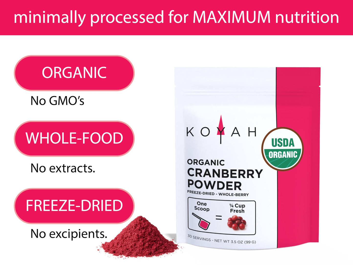 KOYAH Organic Cranberry Powder 3.5 oz