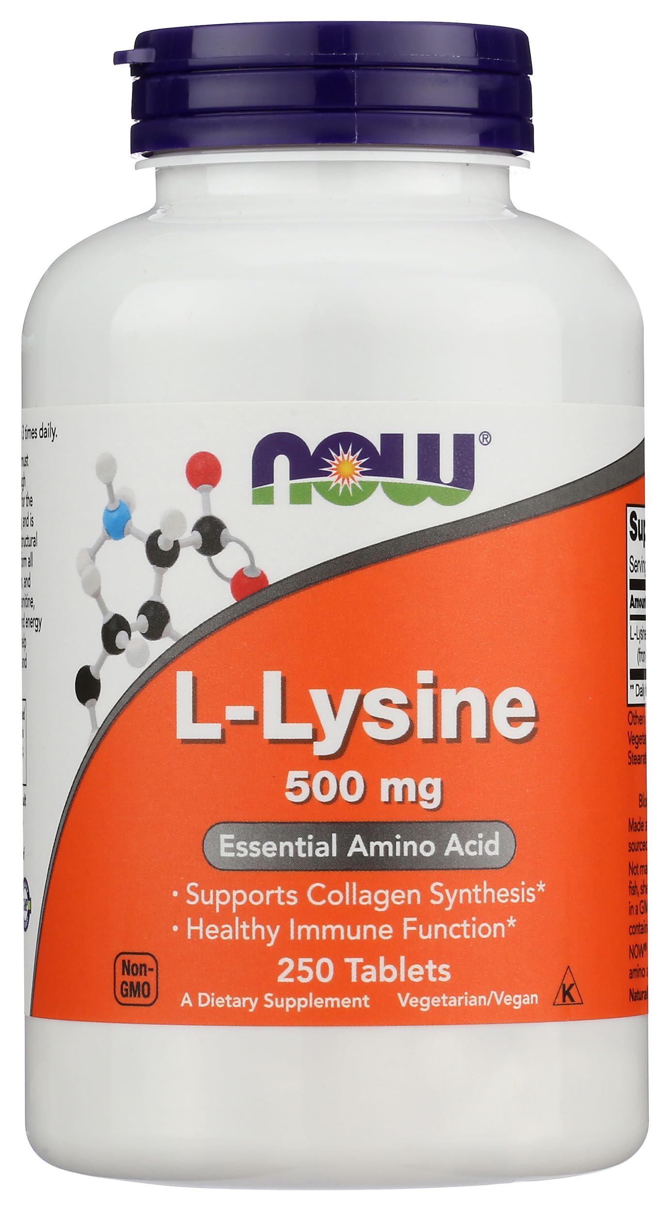 NOW Foods Lysine 500 mg Tablets, 250 Count