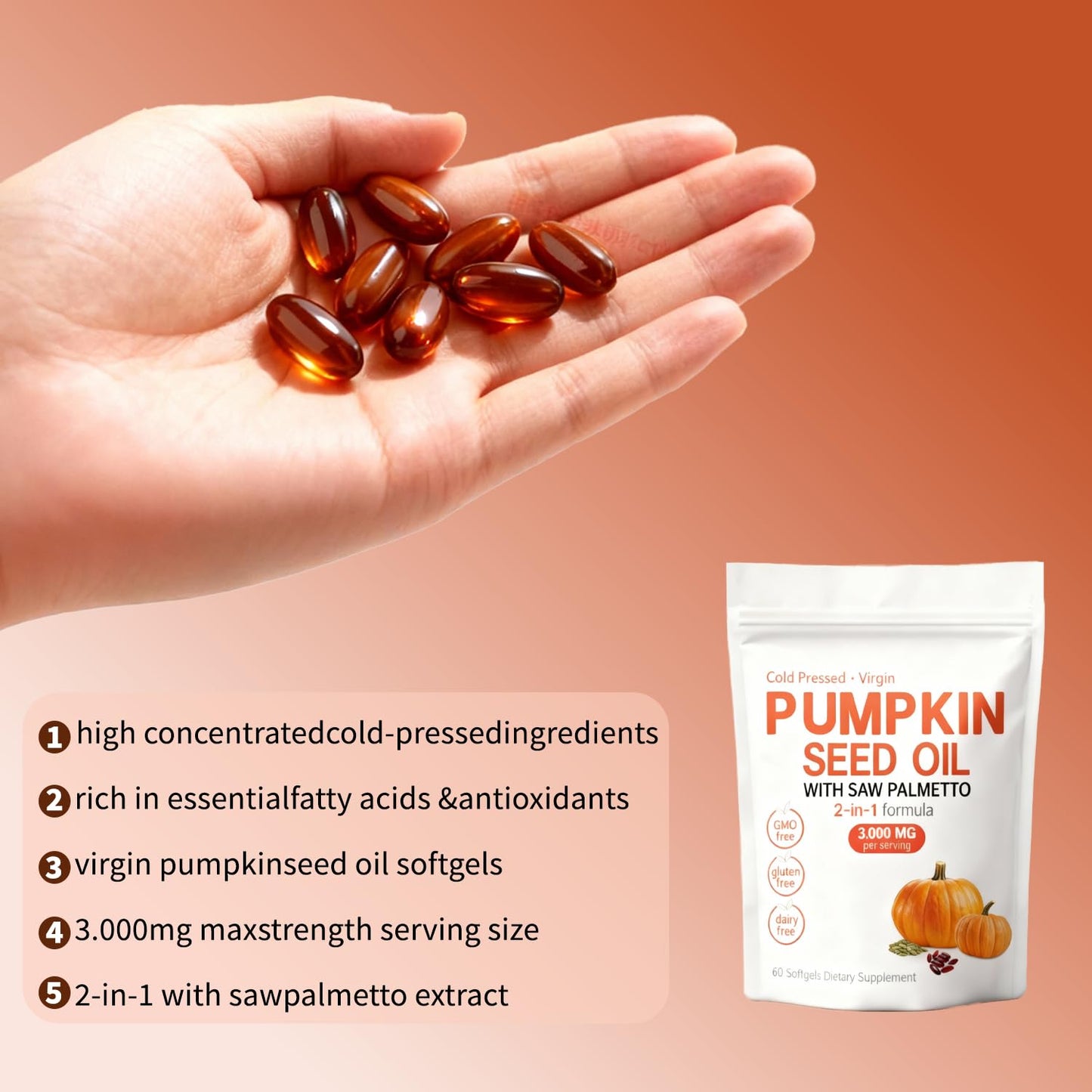 KITABIO Pumpkin Seed Oil Capsules, 1 Count