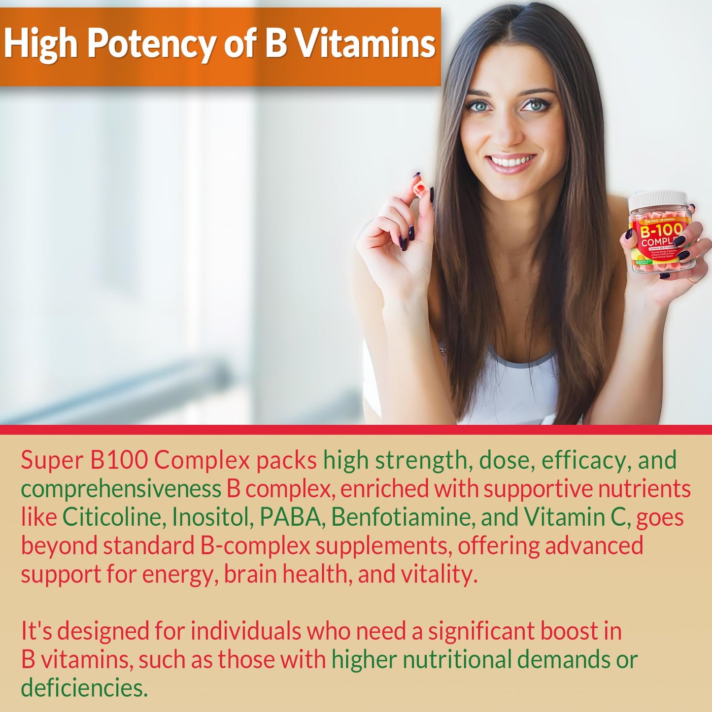 NEVISS Vitamin B Complex Gummies with Zinc, 120 Count