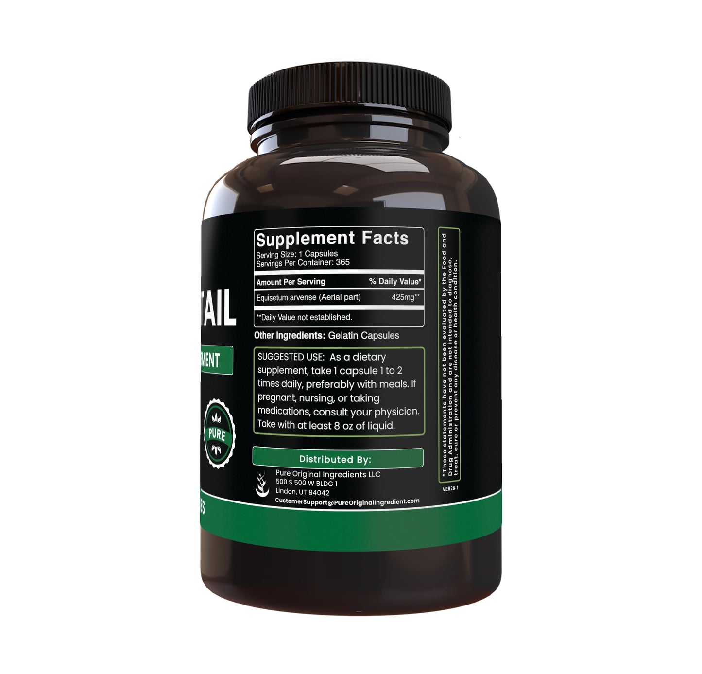 PURE ORIGINAL INGREDIENTS Horsetail Capsules 365