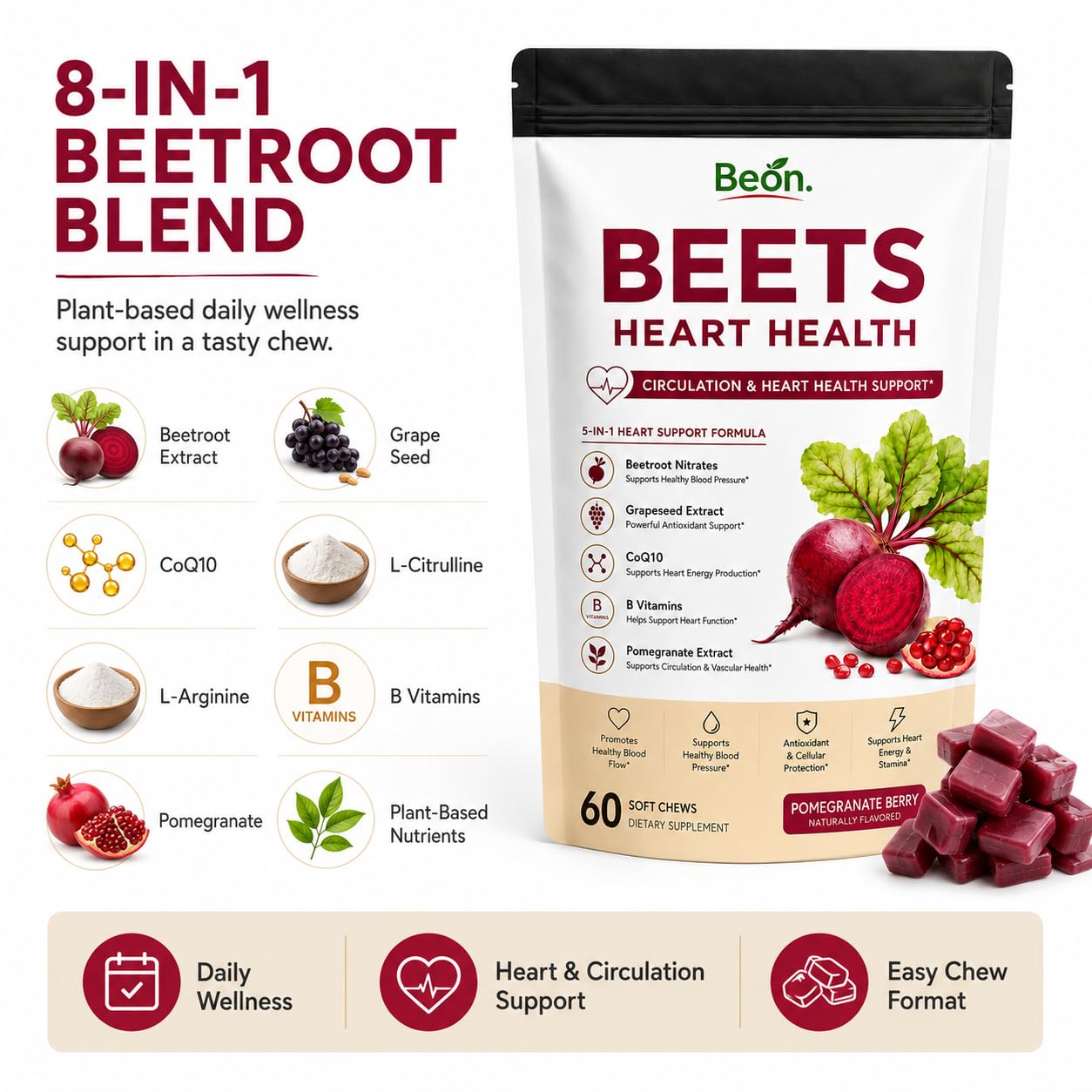 Amvora Beon Beet Chews Gummies, 1 Count