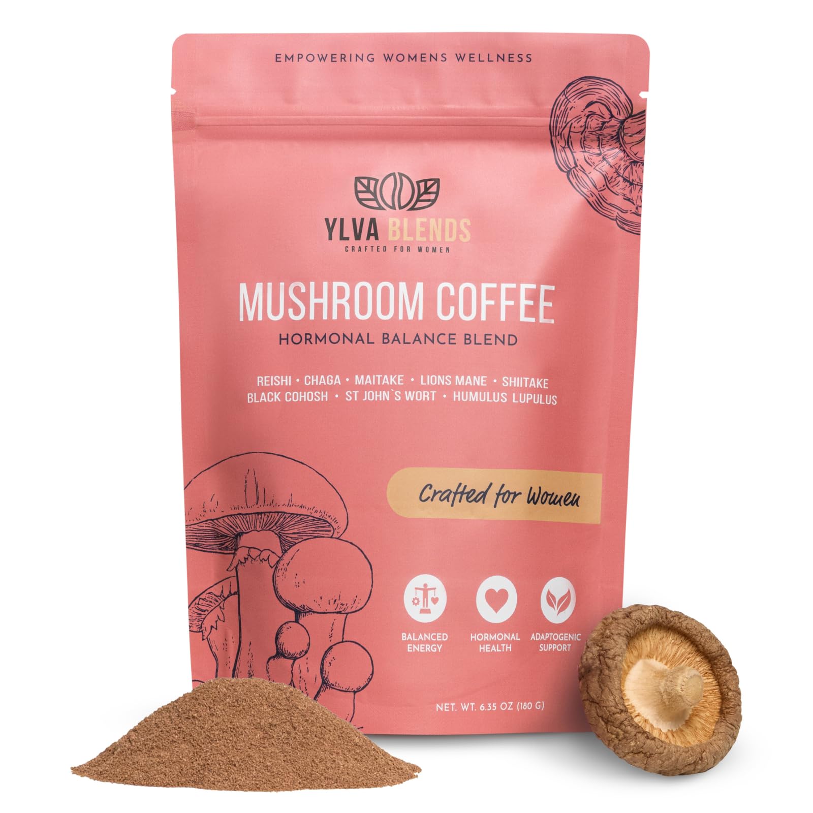 Ylva Blends Mushroom Coffee for Women Powder 6.35