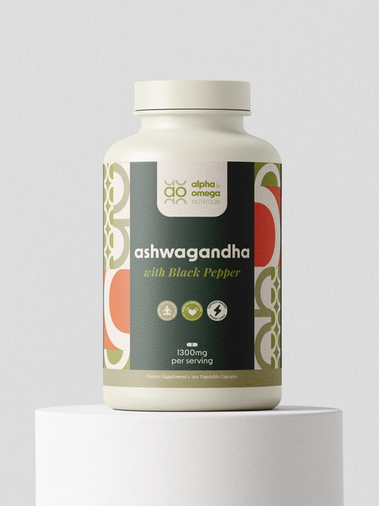 Alpha & Omega Nutrition Ashwagandha 650mg with Black Pepper Extract Capsule, 120 Capsules