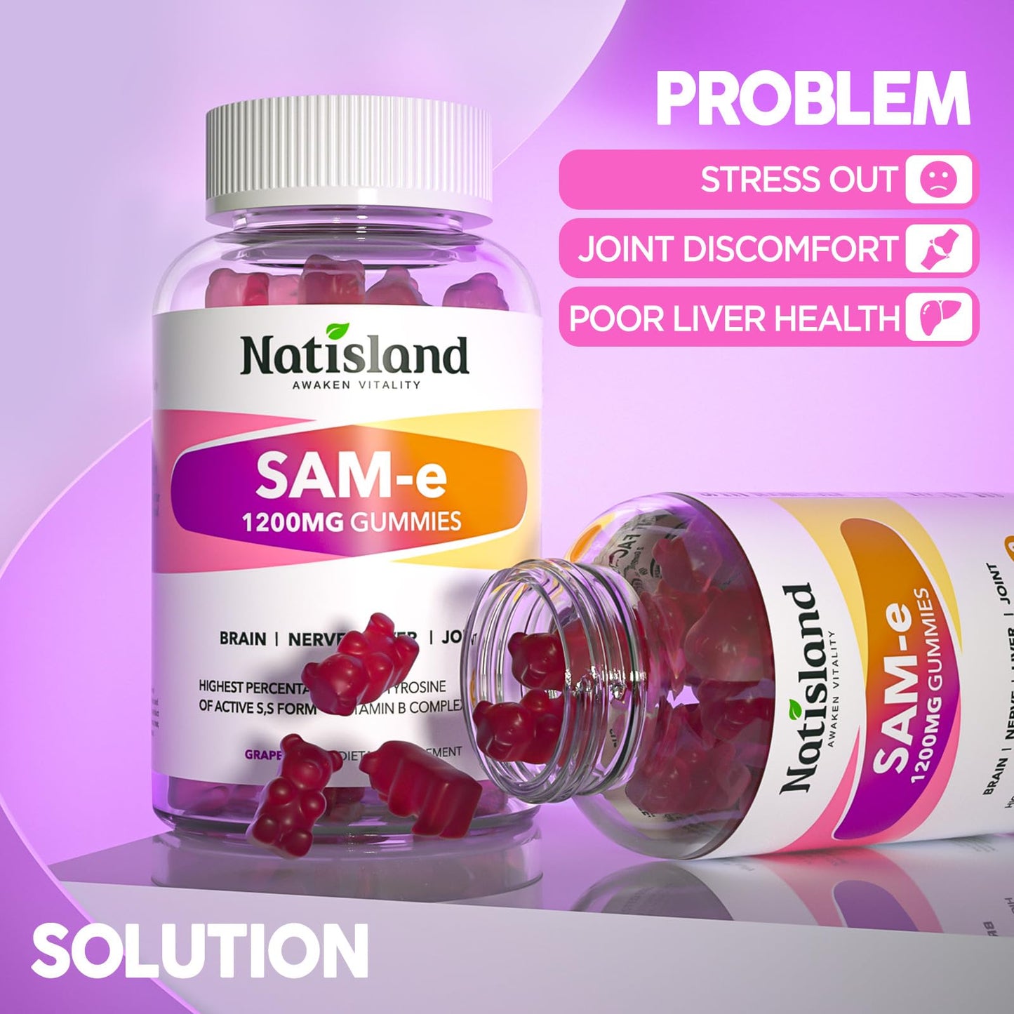 NATISLAND SAM-e with L-Tyrosine Gummies 60 Ct