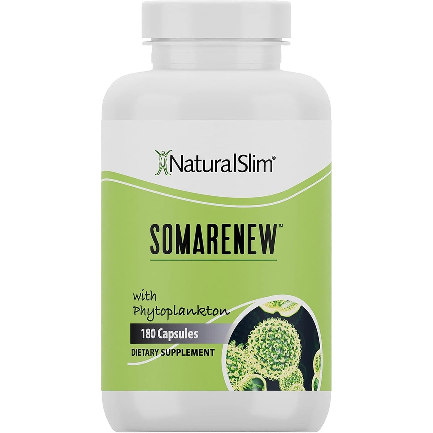 NaturalSlim Somarenew Metabolism Booster, Gut Cleanse, Energy Support & Full Body Cleanse Supplement with Marine Phytoplankton (Omega 3) & Black Fulvic Acid Superfood Capsules 180 Count