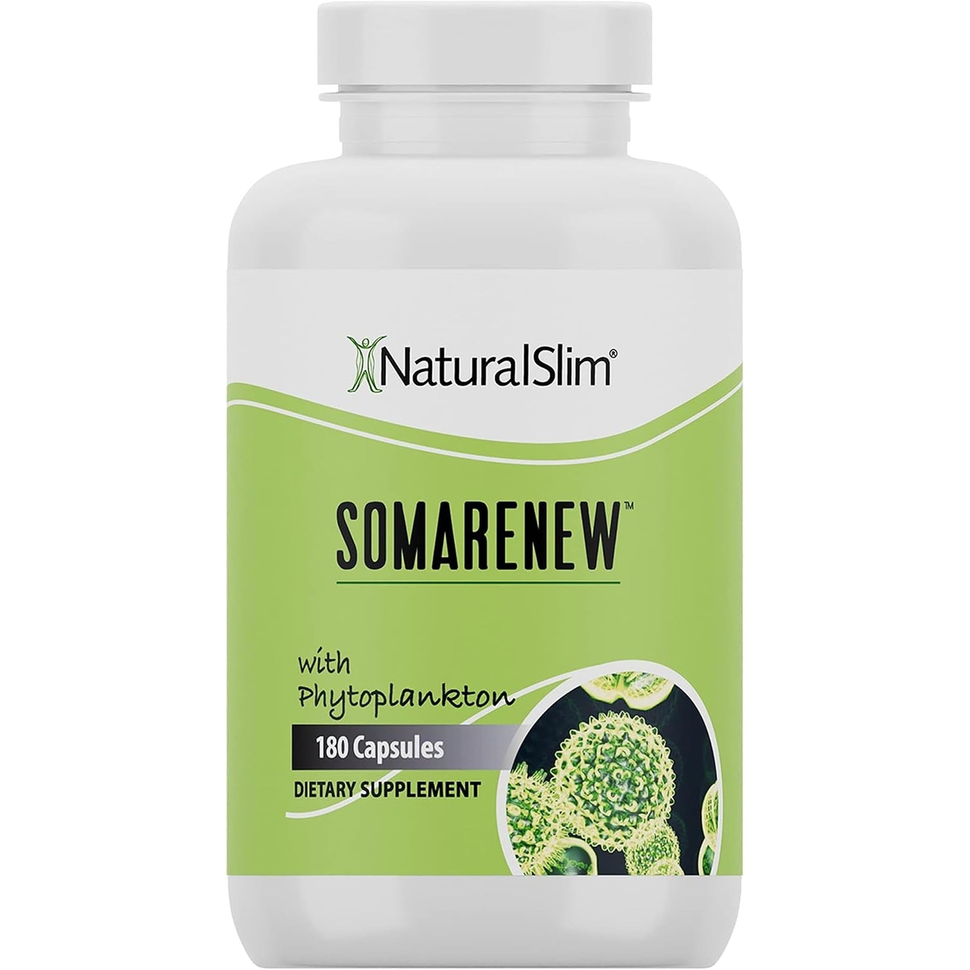 NaturalSlim Somarenew Metabolism Booster, Gut Cleanse, Energy Support & Full Body Cleanse Supplement with Marine Phytoplankton (Omega 3) & Black Fulvic Acid Superfood Capsules 180 Count