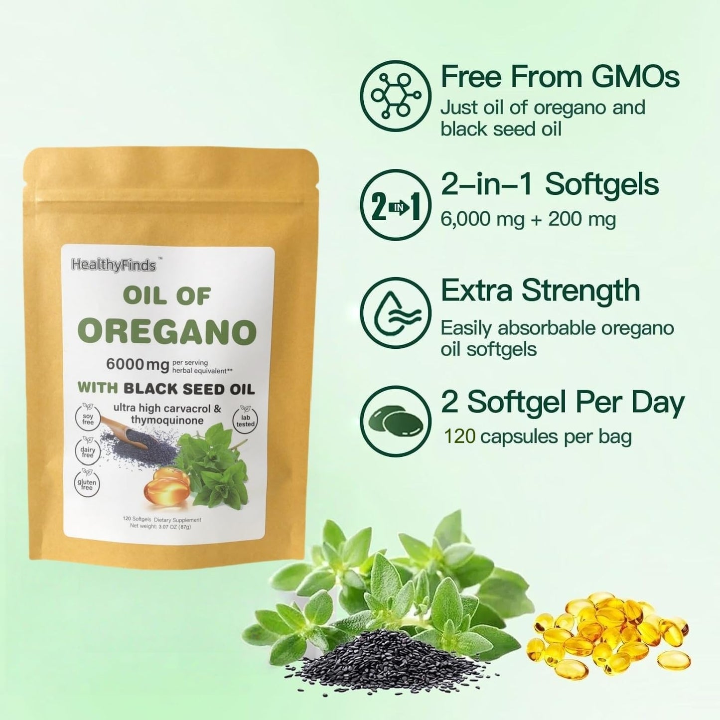 HealthyFinds Oil of Oregano Softgels 120 Count