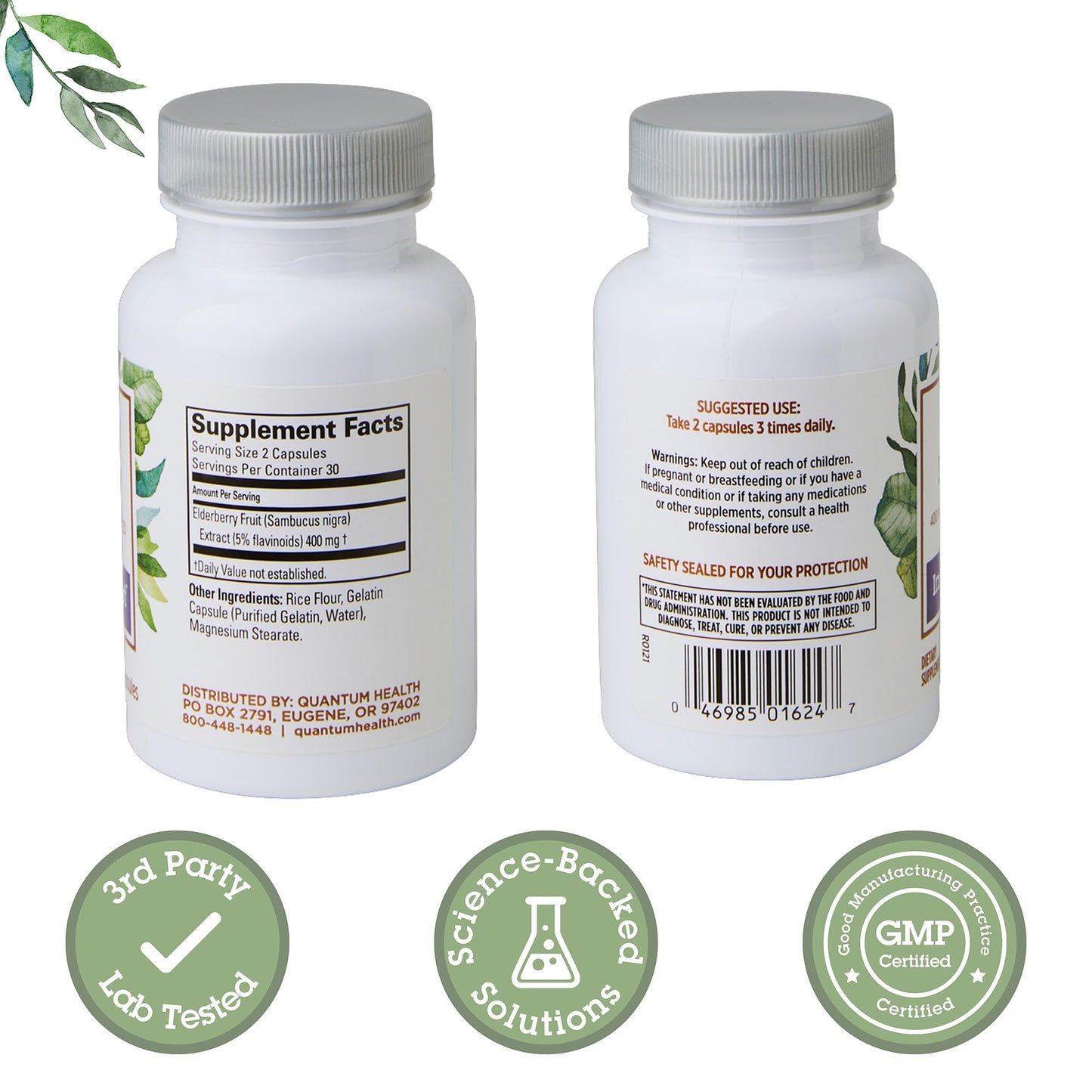 Quantum Elderberry 400mg Sambucus Nigra Immune Support Capsules, 60 Count