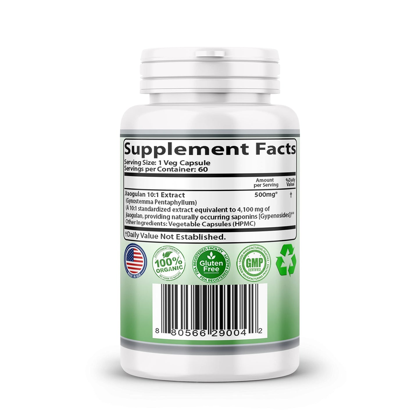 SMSHEALTHPRODUCTS.com Jiaogulan 10:1 Extract Veggie Capsules, 60 Count