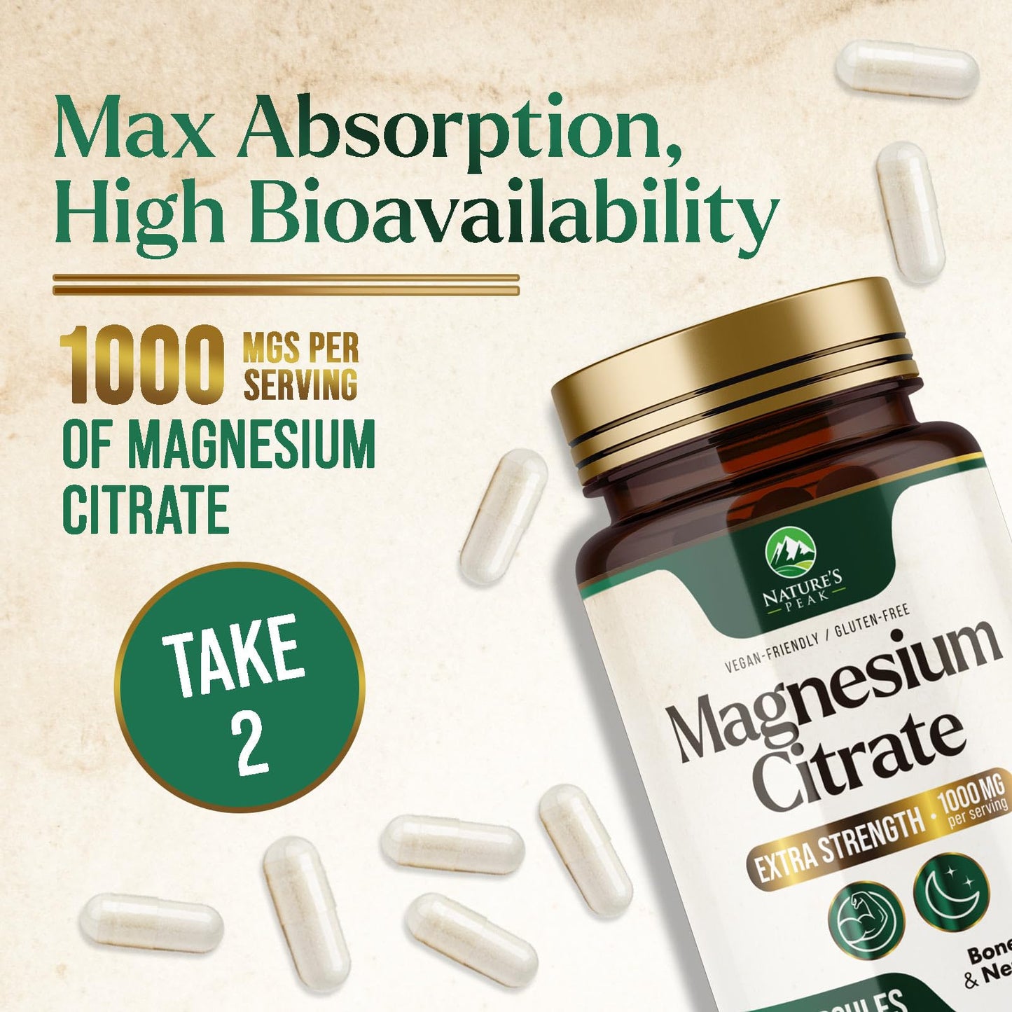 Nature's Peak Magnesium Citrate Capsules, 240 Capsules