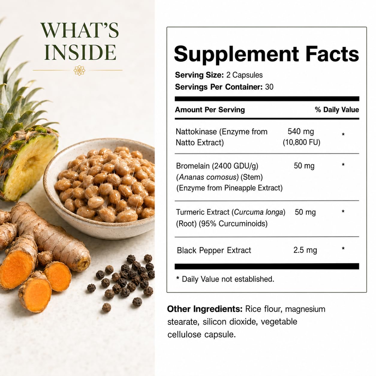 Heffchi Nattokinase 10,800 FU per Serving, 60 Vegan Capsules
