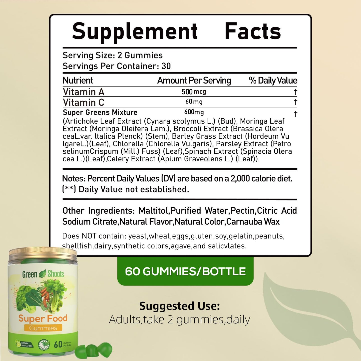 Greenshoots Super Greens Gummies 60 Gummies