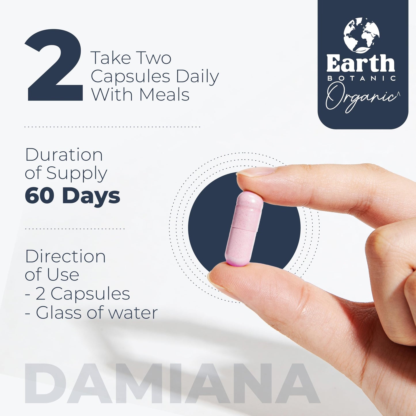 Earth BOTANIC Organic Damiana Capsules 1000 mg, 1 Count