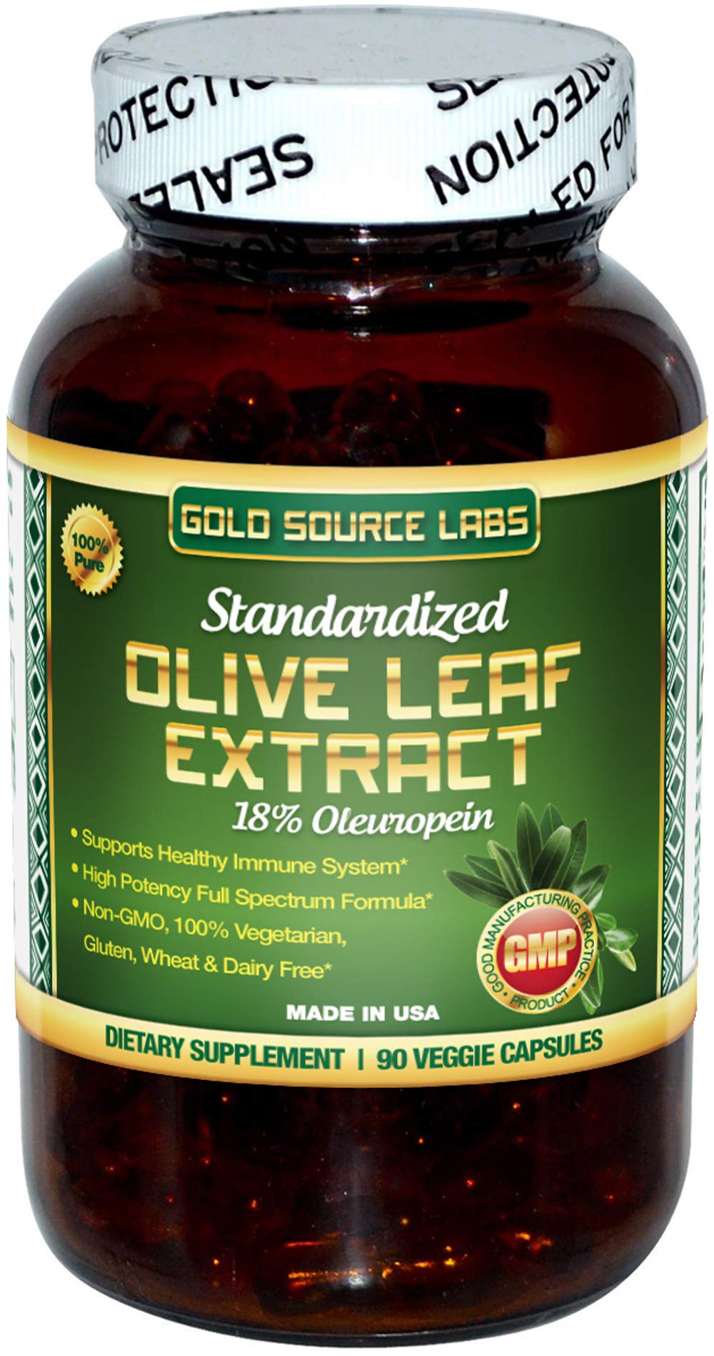 Gold Source Labs Organic Olive Leaf Extract Capsules - 400 mg Maximum Strength, 90 Count