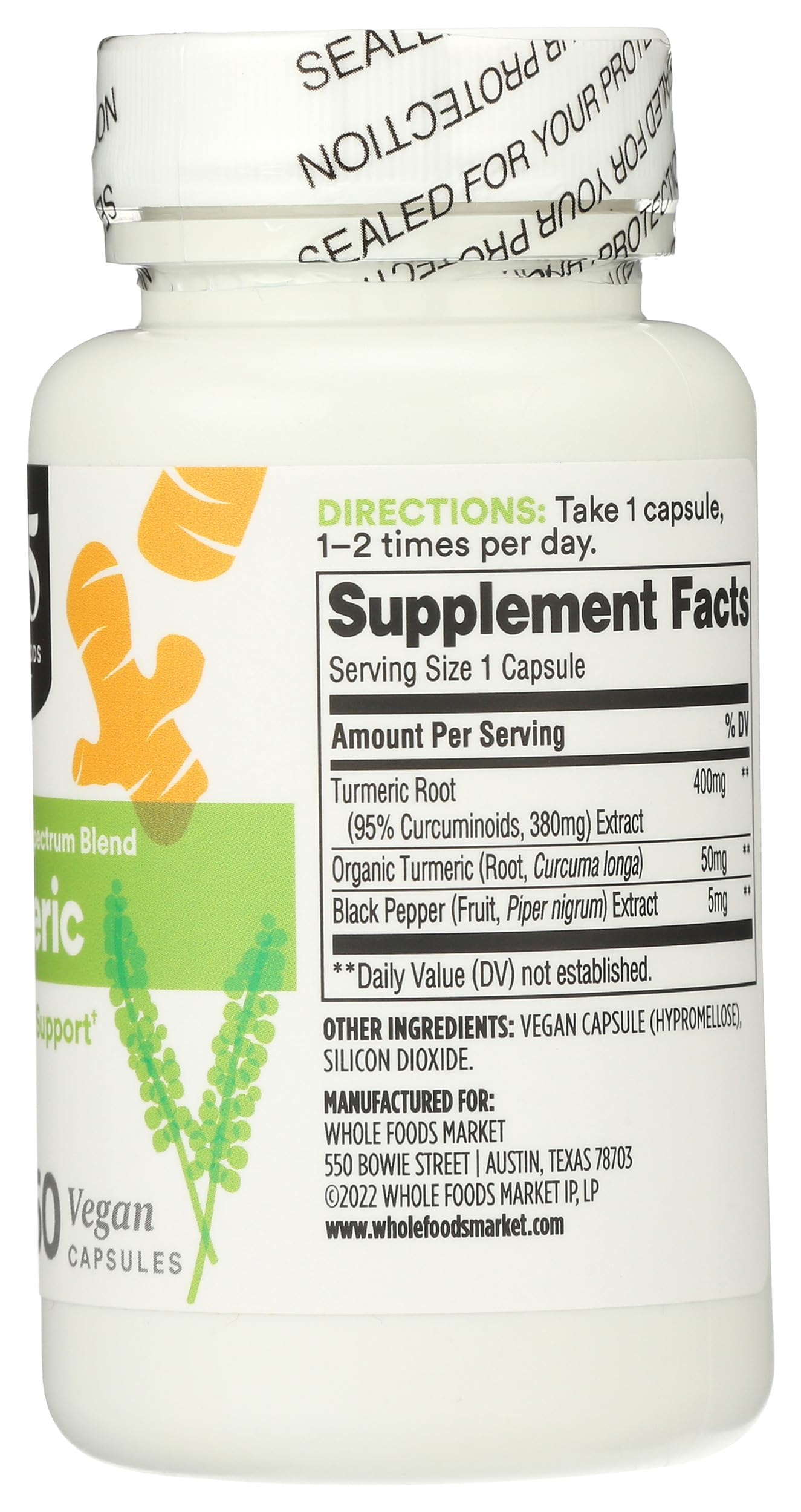 365 by Whole Foods Market Turmeric Capsules 60 Count