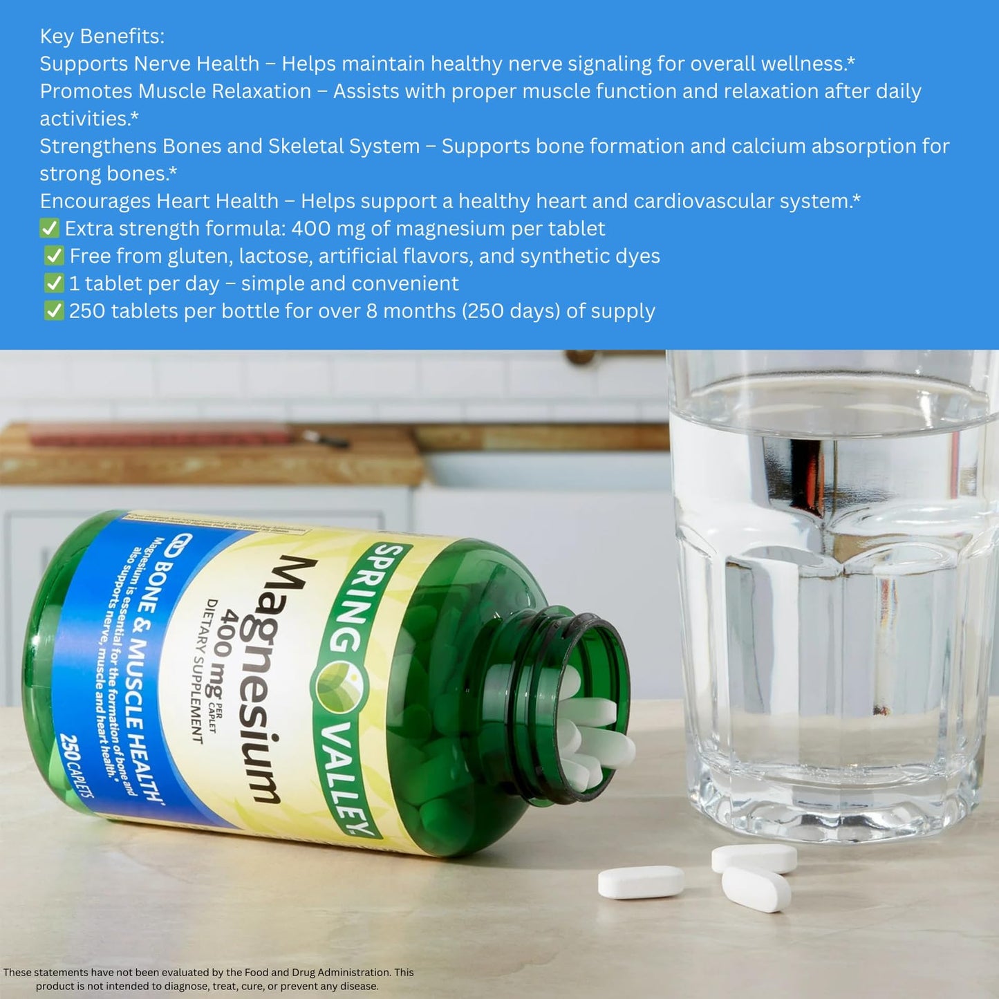 Generic Extra Strength Magnesium Oxide 400 mg Tablets, 250 Count