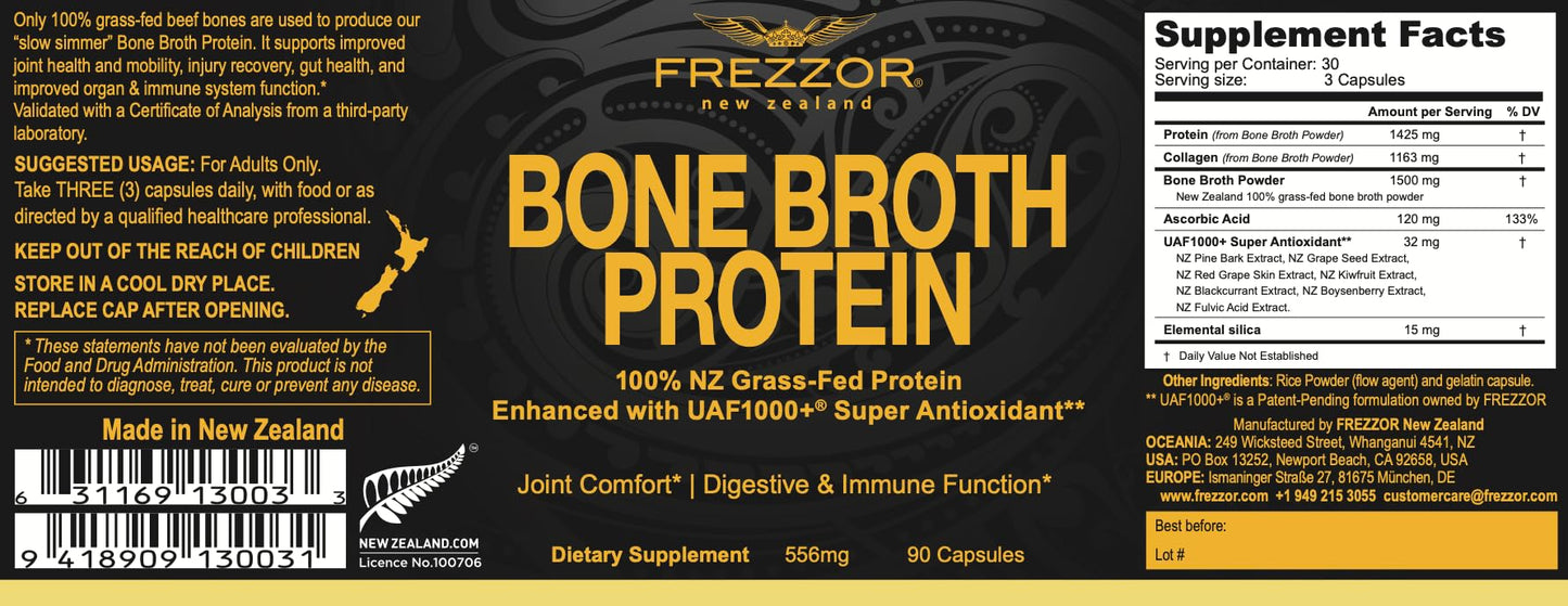 FREZZOR Bone Broth Protein Capsules, 180 Capsules