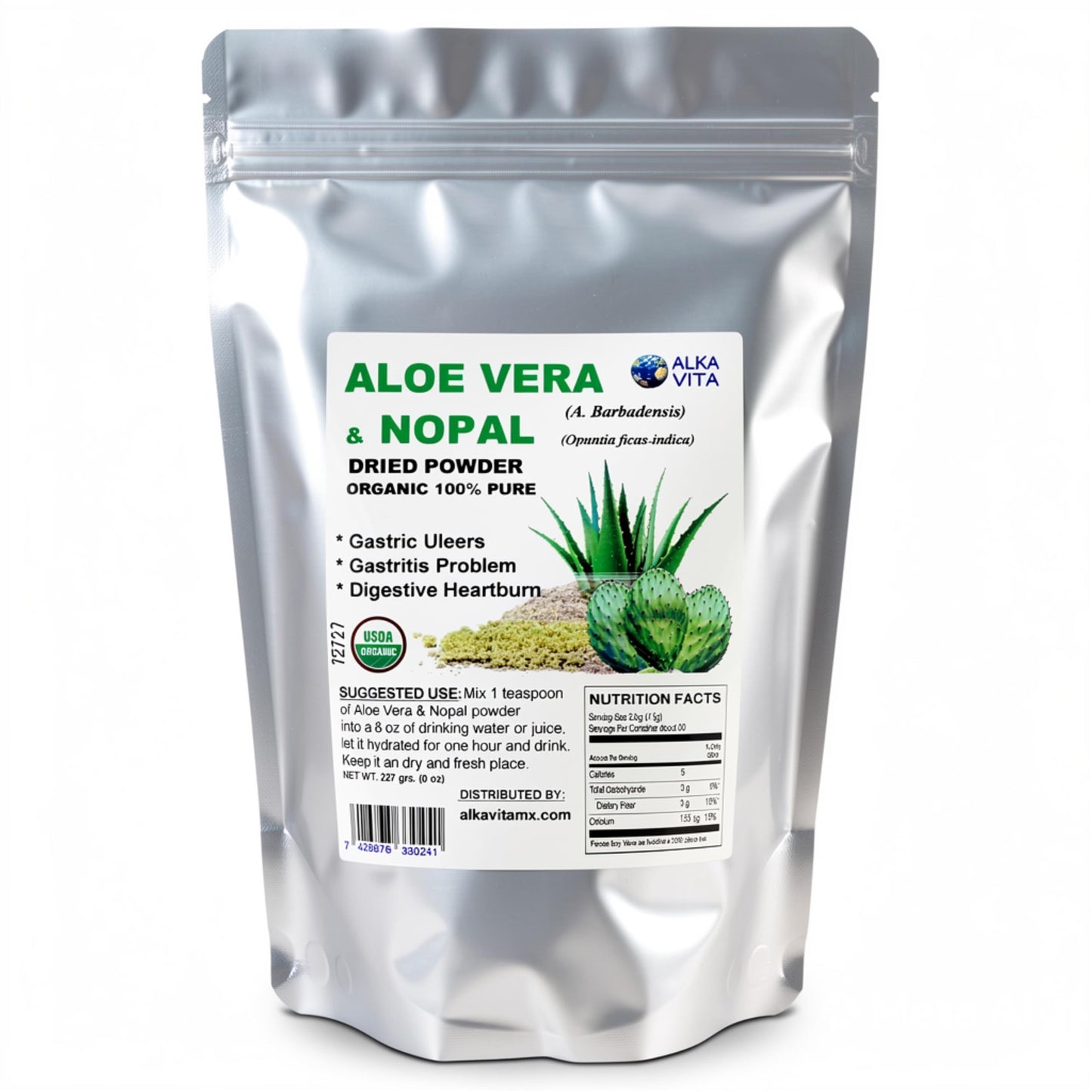 ALKA VITA Aloe Vera & Nopal Cactus Pure Dried Powder 8 oz