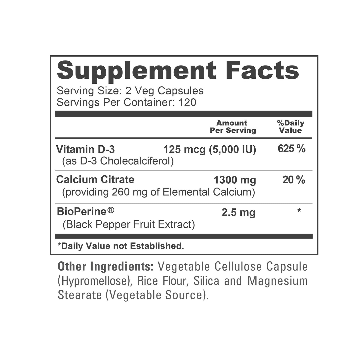 NusaPure Super Calcium with Vitamin D3 Non GMO 1300 mg, 240 Capsules