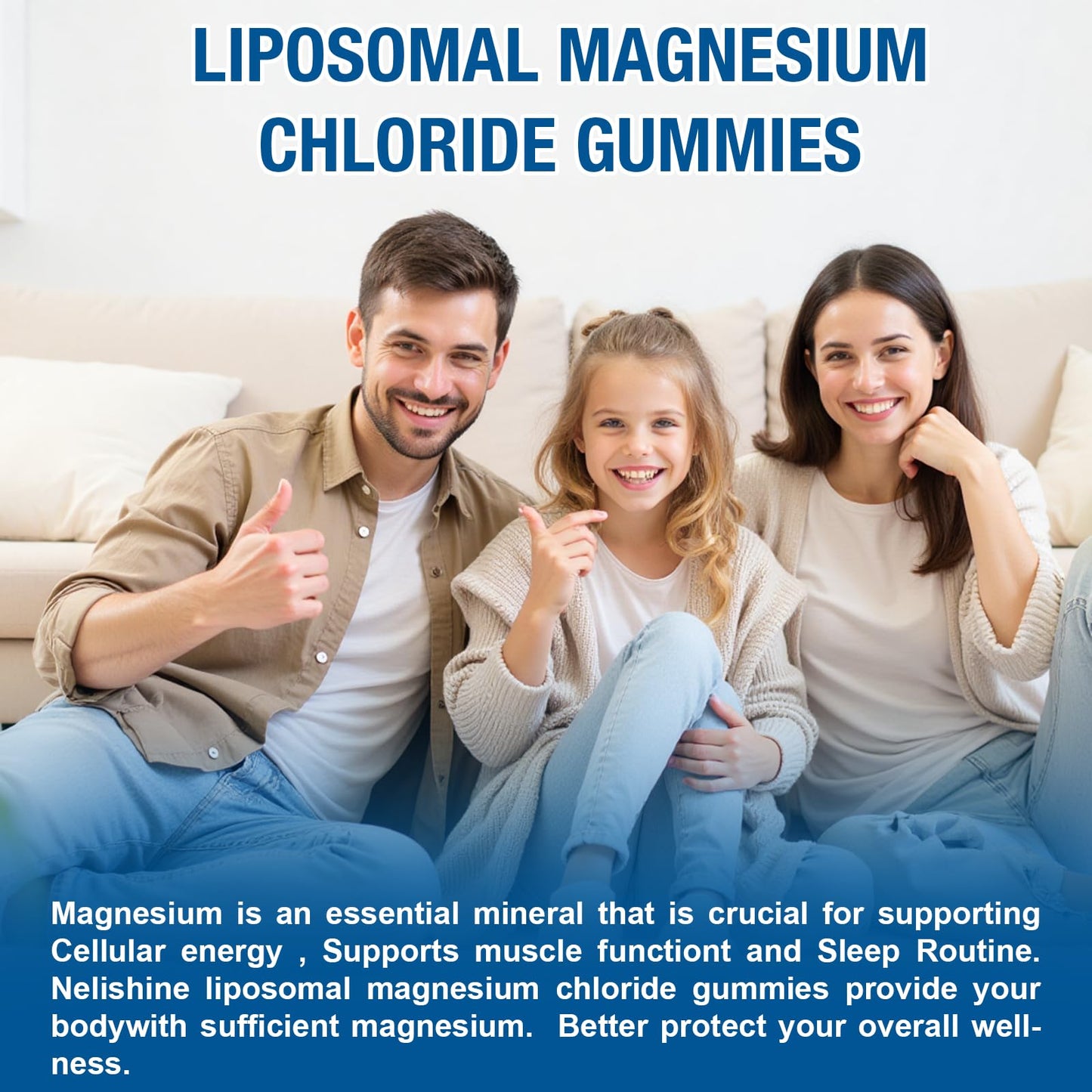 Nelishine Liposomal Magnesium Chioride Gummies 2000mg with Calcium, Vitamin D3, B12, Zinc, L-Theanine, CoQ10, Proprietary Blend for Stress Relief, Heart & Muscle, Immune, Energy & Relaxation Support, 120 Gummies
